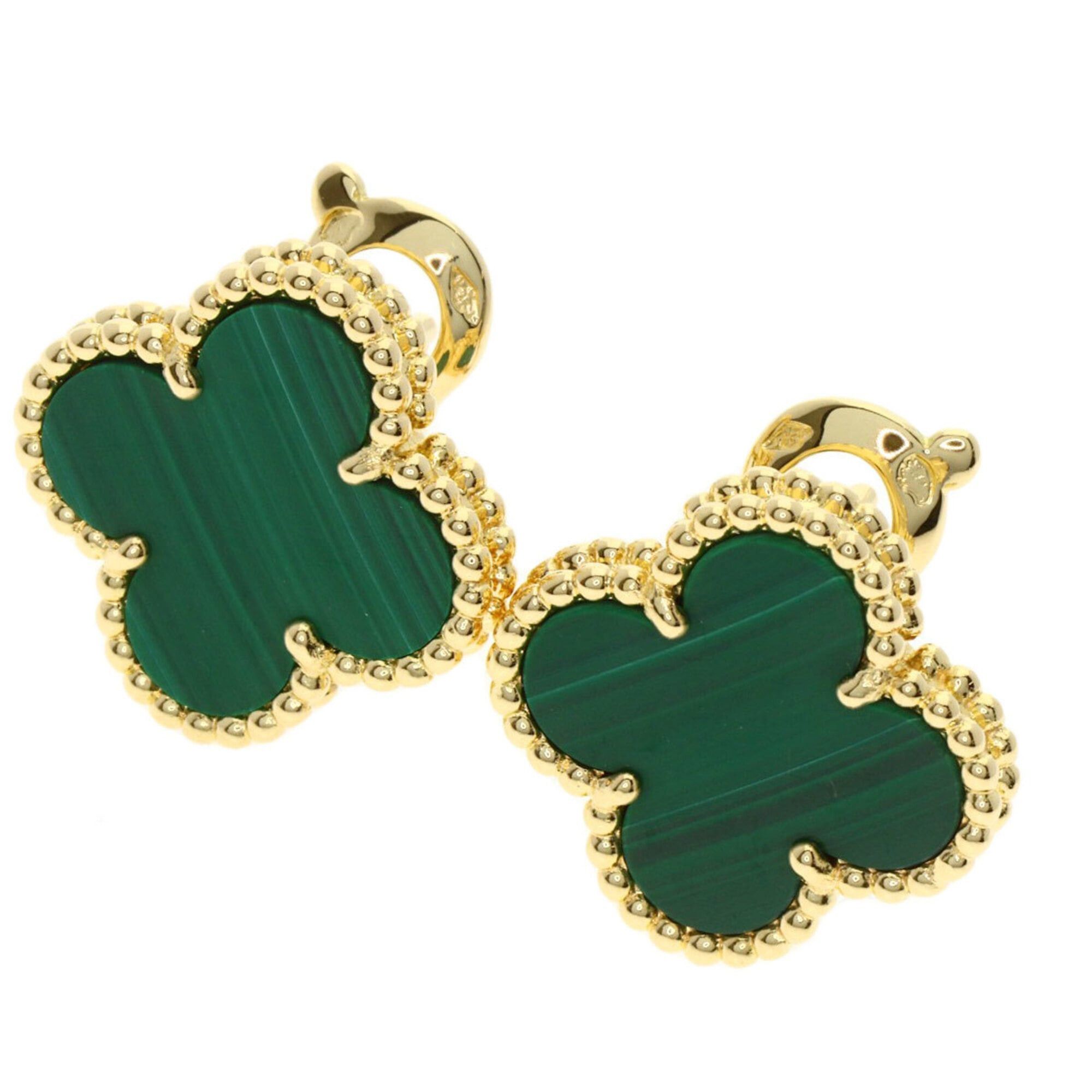 Van Cleef & Arpels Van Cleef & Arpels Vintage Alhambra Malachite Earrings, 18K Yellow Gold, Women's. Size ONE SIZE - 1 Thumbnail