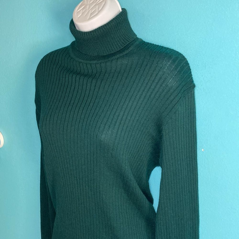Jaeger Jaeger Vintage Forest Green Wool Ribbed Knit Pullover Turtle Size M / US 6-8 / IT 42-44 - 1 Thumbnail