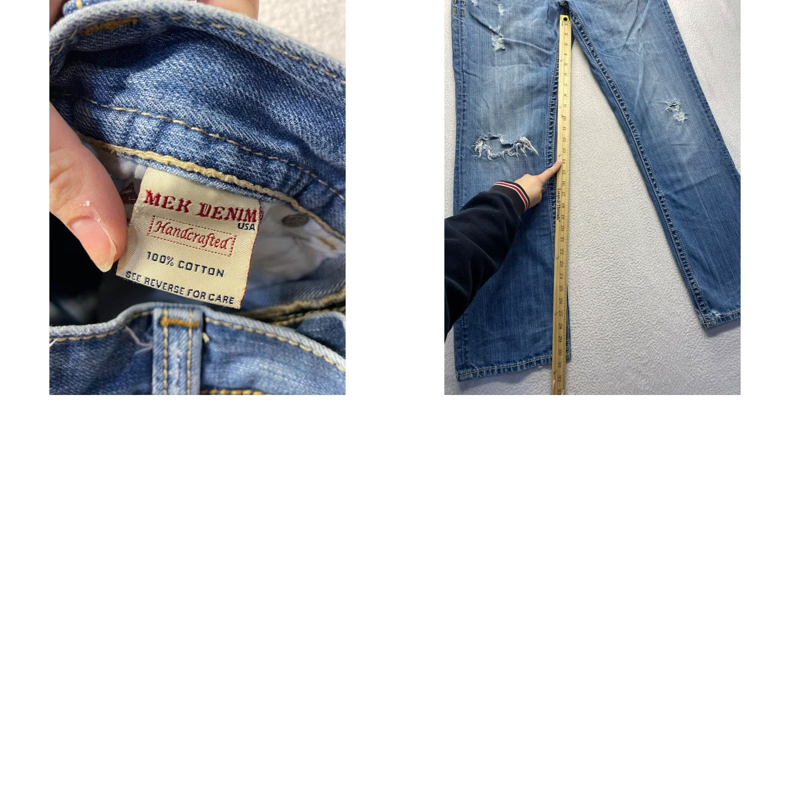 Denime Mens Mec Denim Jeans 32/34 Blue Denim Jeans Straight Distressed Vintage? Size US 32 / EU 48 - 8 Thumbnail
