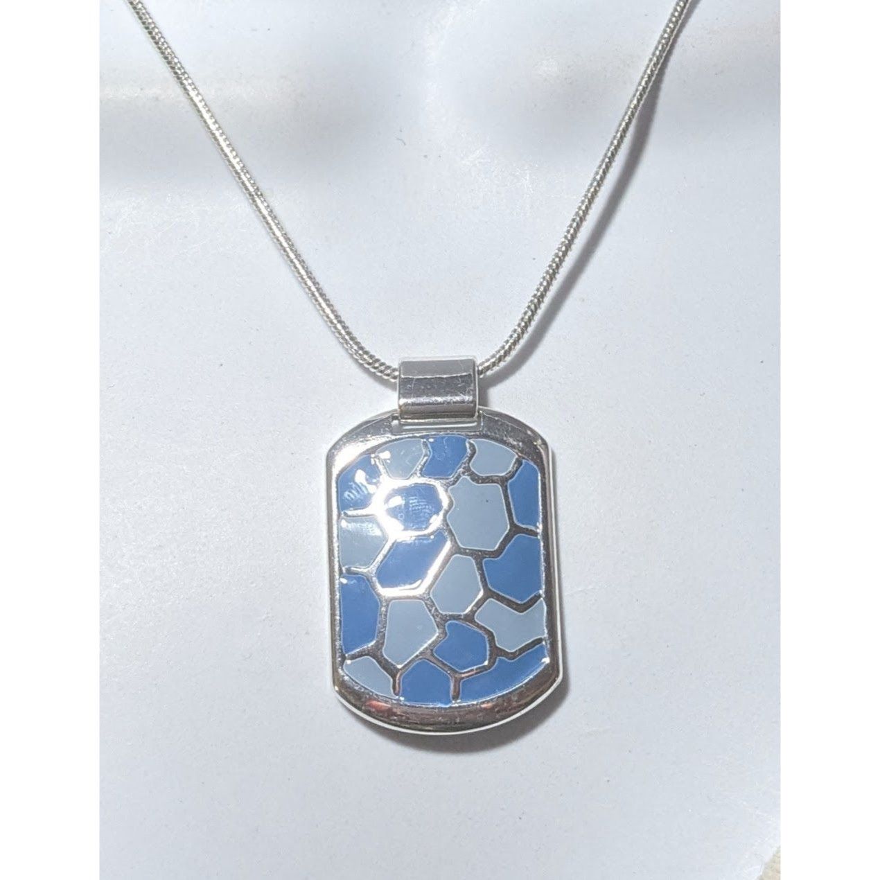 Other Abstract Blue And Silver Enamel Pendant Necklace Size ONE SIZE - 6 Thumbnail
