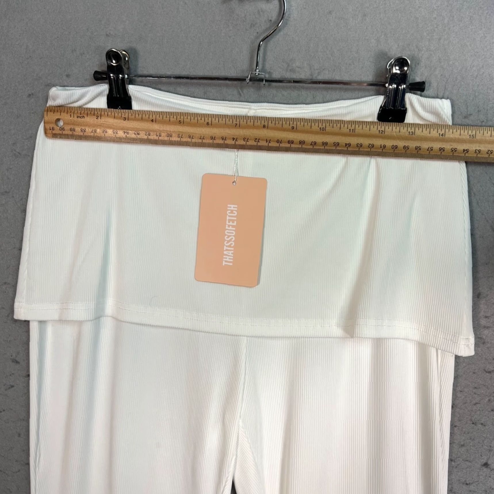 Vintage THATSOFETCH White Flared High-Waisted Pants Womens Size 8 Polyester Blend Size 30" / US 8 / IT 44 - 5 Thumbnail