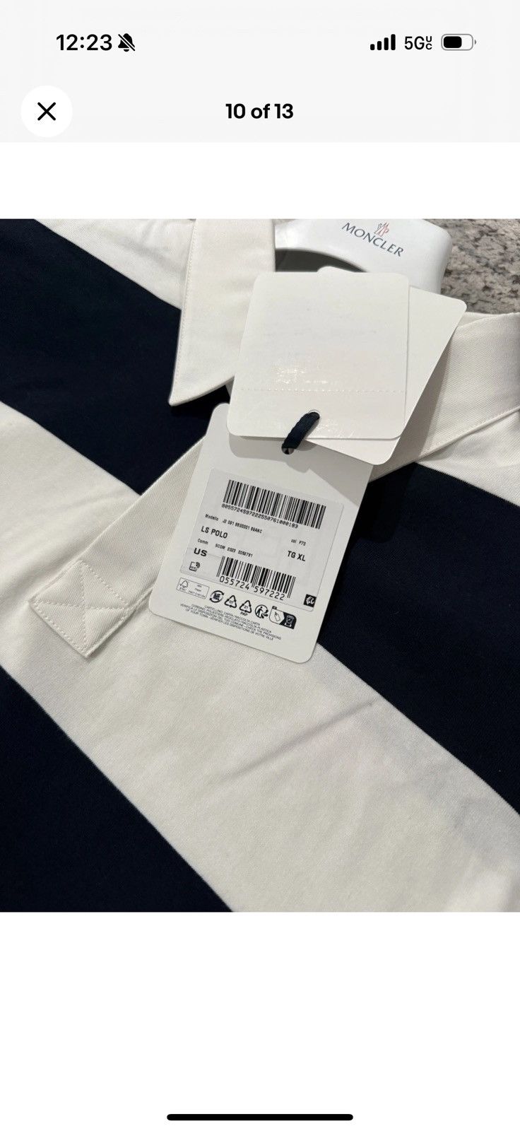Moncler Moncler White & Navy Long Sleeve Rugby Shirt Size XL NWT Size US XL / EU 56 / 4 - 10 Thumbnail