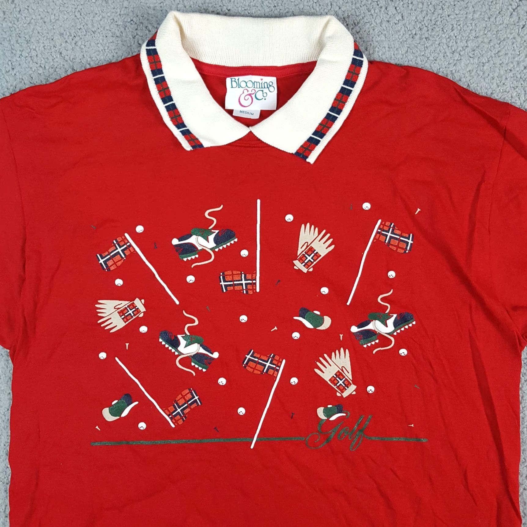 Vintage VINTAGE Blooming & Co T-Shirt Women’s M Collared 2000s Red Short Sleeve Golf Preppy Y2K 90s Retro Bear Basic Top Size M / US 6-8 / IT 42-44 - 2 Thumbnail