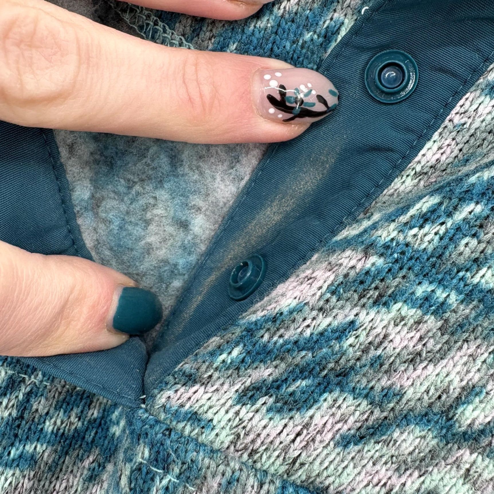 Vintage L.L.Bean Sweater Fleece Pullover Womens Medium Blue Print Snap Up Outdoors Trail Size M / US 6-8 / IT 42-44 - 4 Thumbnail