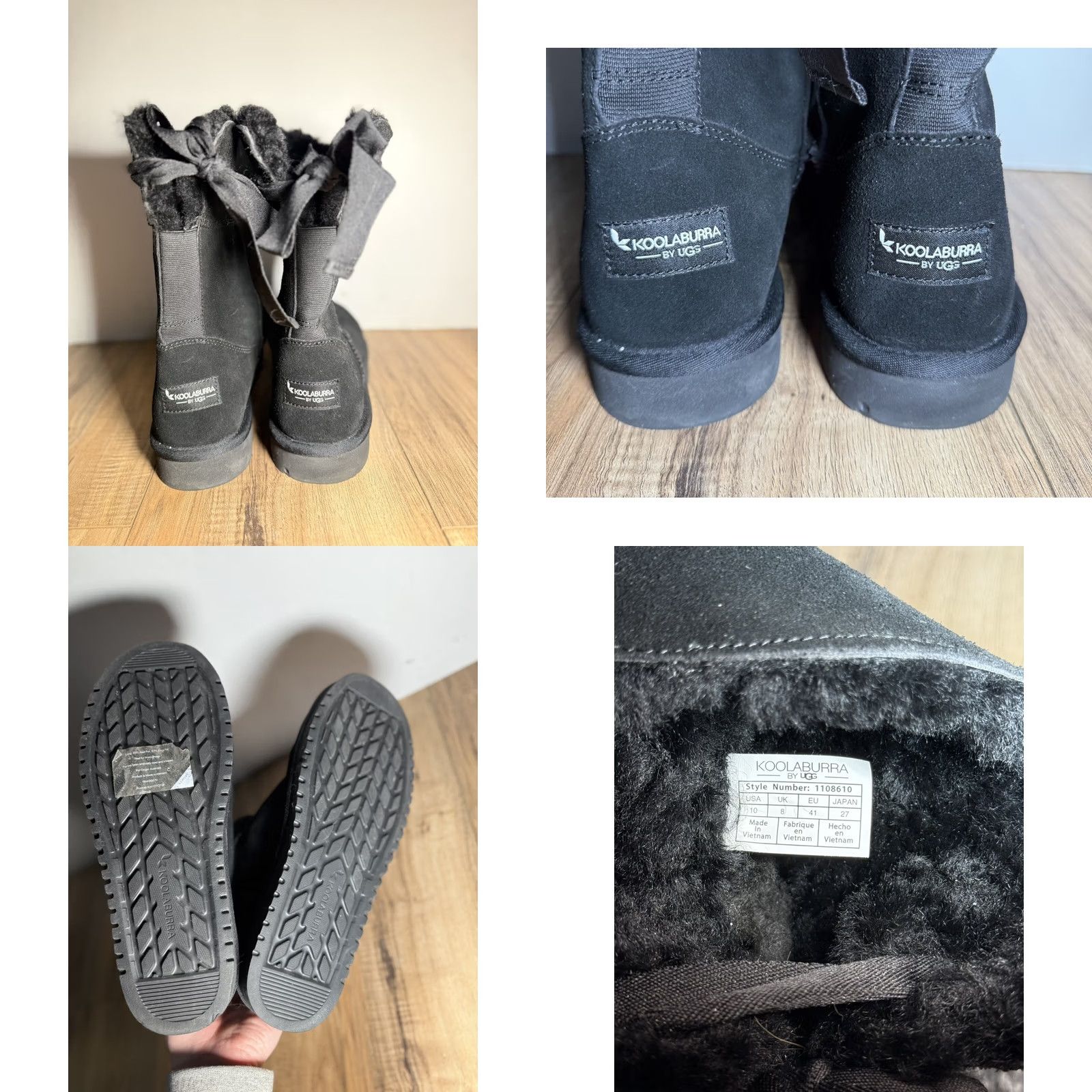 Vintage KOOLABURRA BY UGG Delene Mini BLACK BOOTS WOMAN’S Size 10 Suede Faux Fur Lining EVA Outsole M 41 EU 8 UK Vintage No Size US 8 / IT 38 - 8 Thumbnail