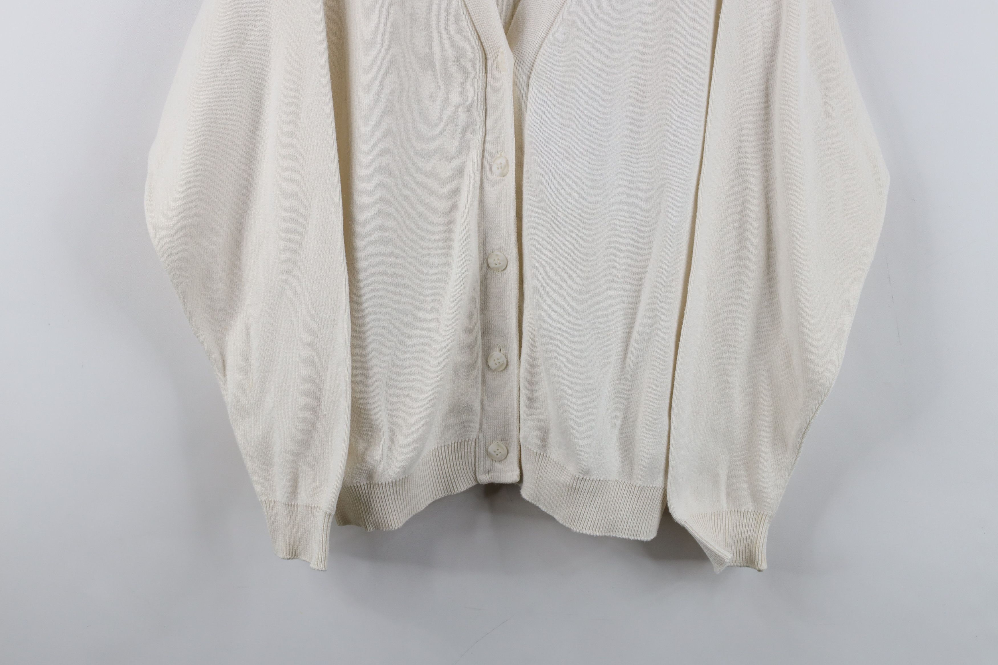 Woolrich Woolen Mills Vintage 90s Woolrich Ribbed Knit Cardigan Sweater Cream USA Size S / US 4 / IT 40 - 3 Thumbnail