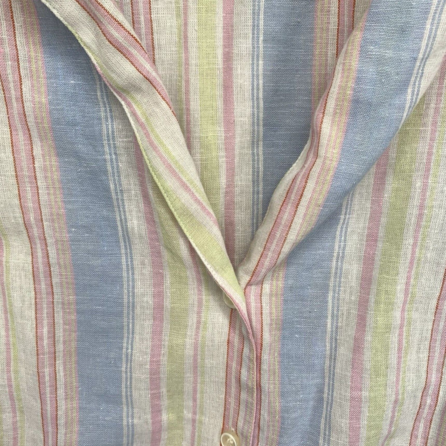 Vintage VINTAGE Harvé Benard Women's Linen Blend Button-Up Top Casual Travel Size 3X Pastel Striped Size XXL / US 16-18 / IT 52-54 - 5 Thumbnail