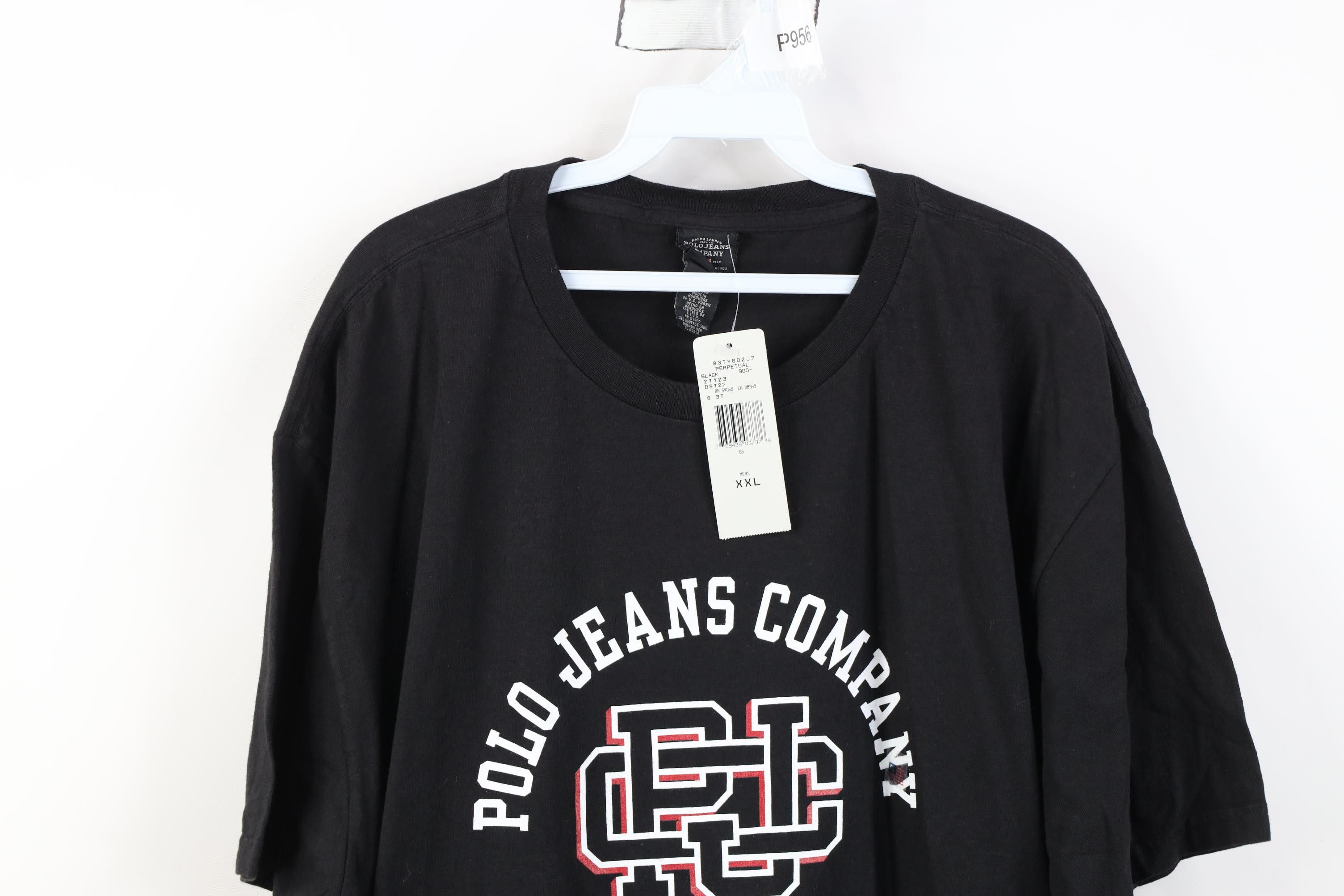Polo Ralph Lauren Deadstock Vintage 90s Ralph Lauren Monogram T-Shirt Black Size US XXL / EU 58 / 5 - 2 Thumbnail