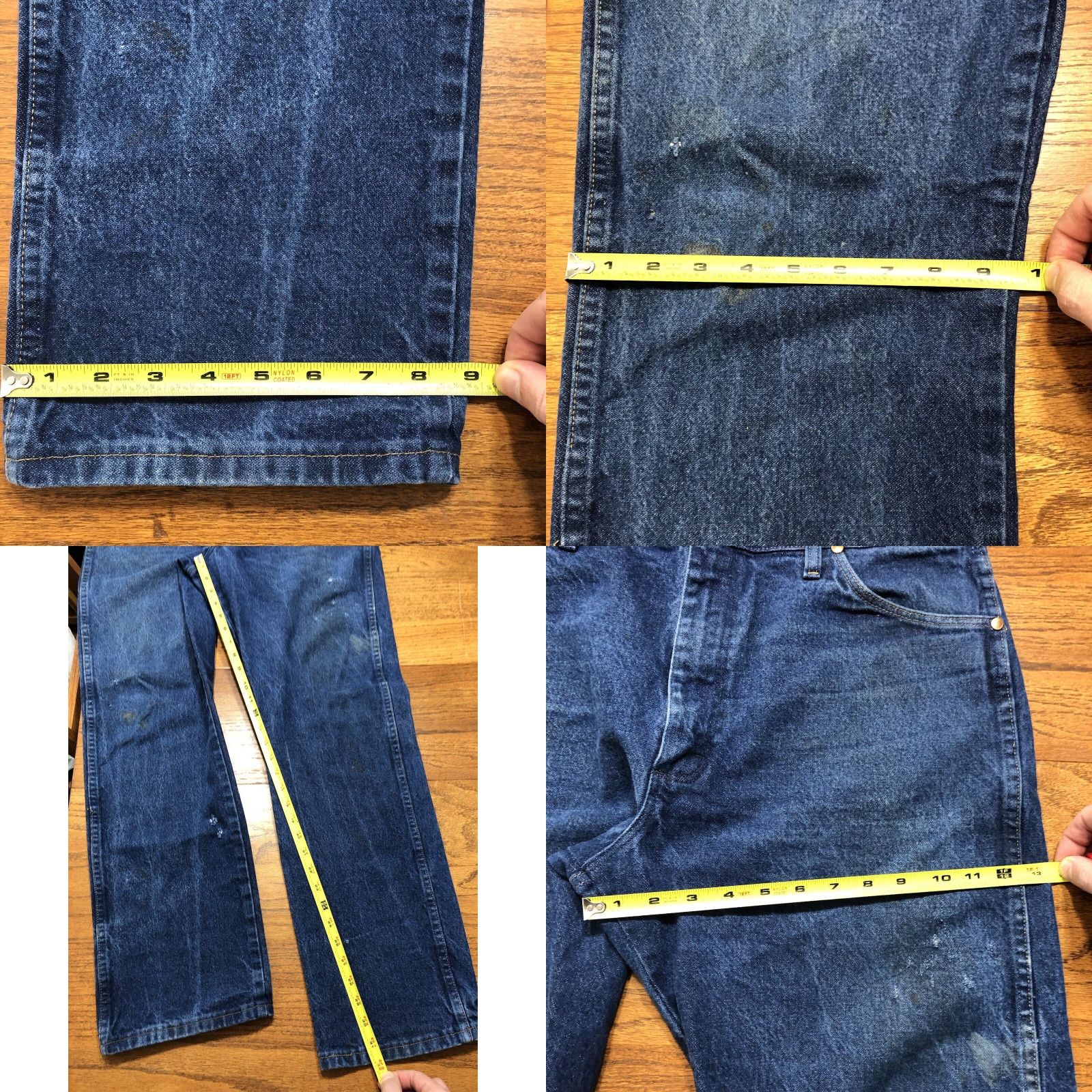 Wrangler VINTAGE Wrangler 13MWZ Jeans Mens Tag 36x32 Cowboy Cut Western Distressed Chore Blue Size US 36 / EU 52 - 9 Thumbnail