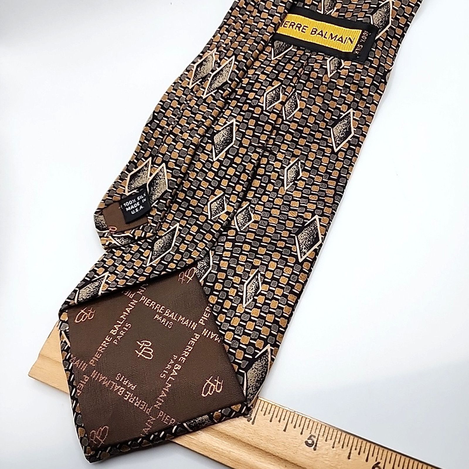 Pierre Balmain Pierre Balmain Gold Patterned Silk Necktie -USA - Like New Size ONE SIZE - 3 Thumbnail