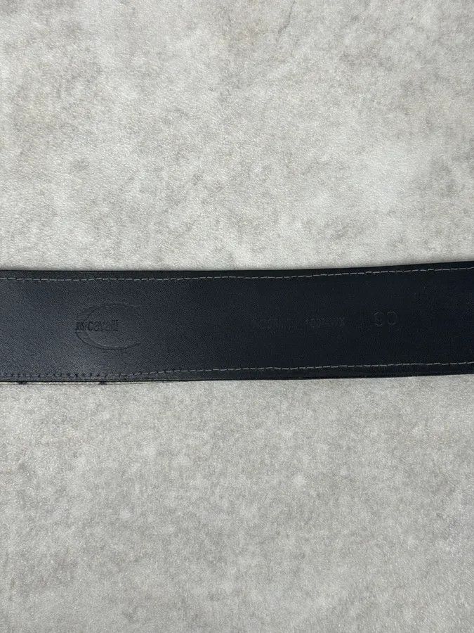 Just Cavalli Cavalli Black Leather Golden Buckle Dirt Effect Belt Size ONE SIZE - 8 Thumbnail