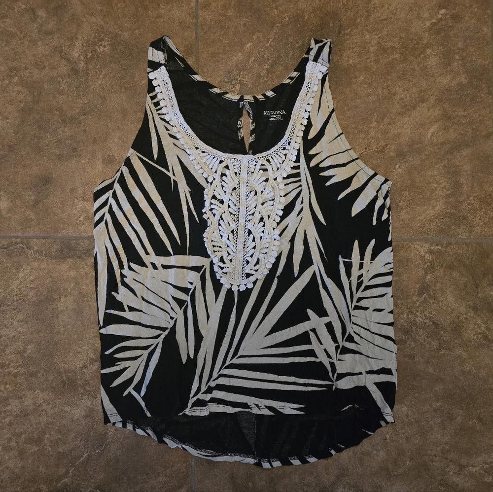 Merona Black Beige Palm Detailed Merona Tank Size XXL / US 16-18 / IT 52-54 - 1 Thumbnail