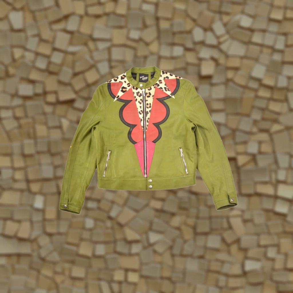 Vintage Michel Klein Mimi Liberte Leather Jacket ML 204 1207E Size 38 Green Women Biker Jacket Size XS / US 0-2 / IT 36-38 - 1 Thumbnail