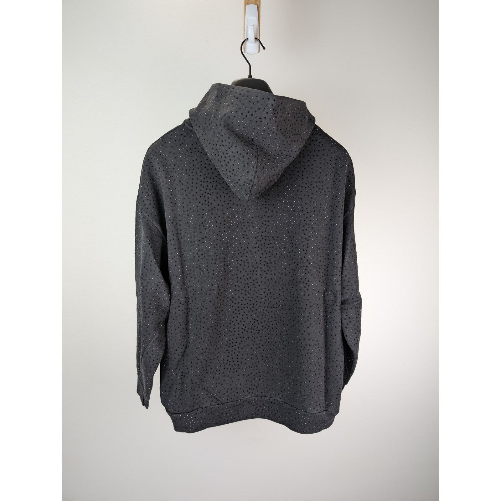 Balenciaga o1rshd1 Crystal-Embellished Small Zip-Up Hoodie Washed Black Size US M / EU 48-50 / 2 - 10 Thumbnail