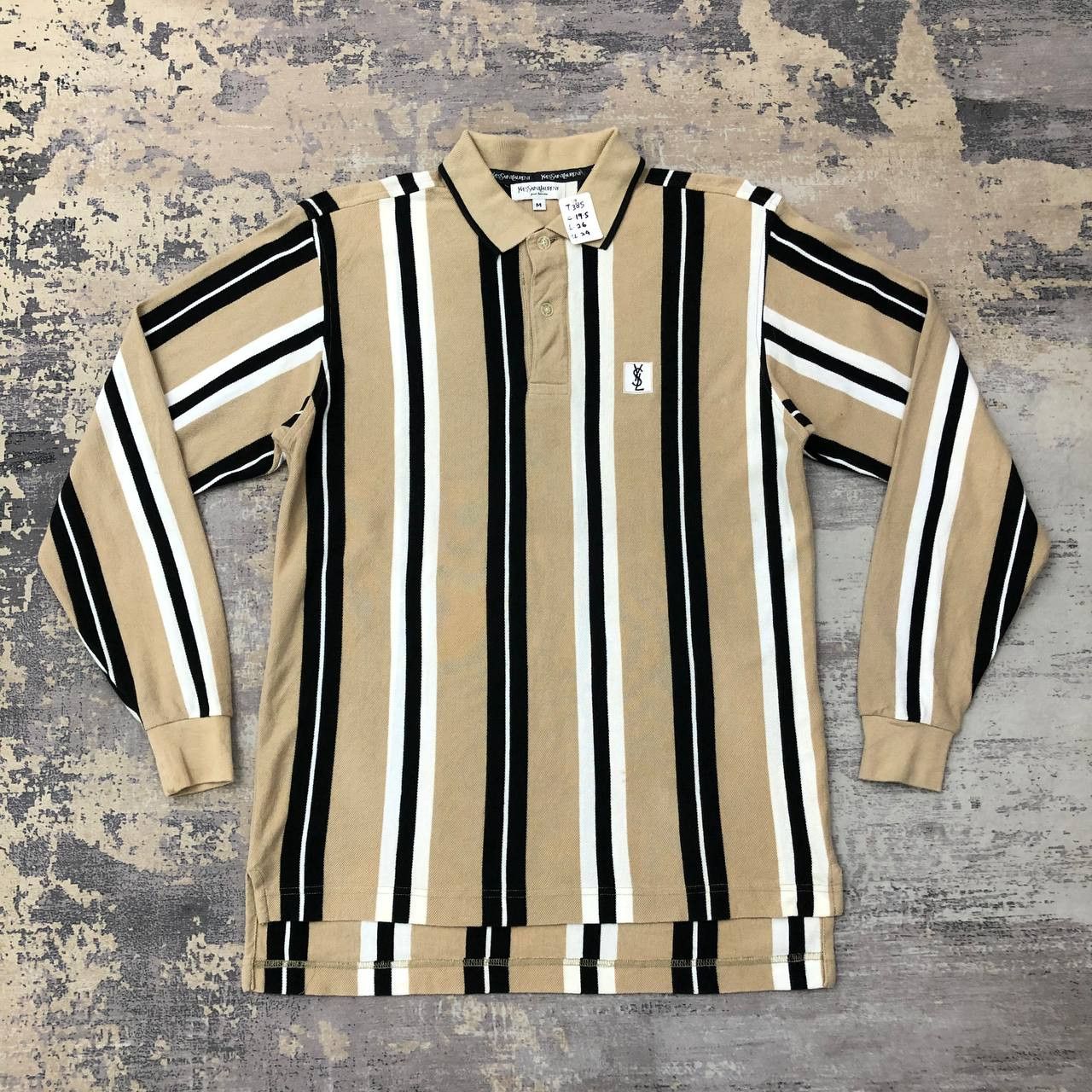 Yves Saint Laurent T385 YSL POUR HOMME STRIPPED POLO SHIRTS Size US M / EU 48-50 / 2 - 1 Thumbnail