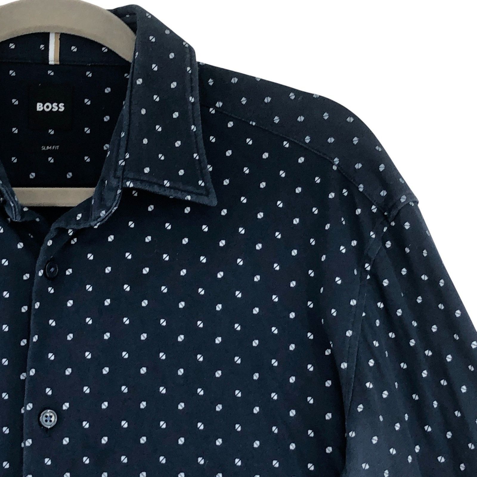 Hugo Boss BOSS Shirt L Roan Slim Fit Navy Geo Print Long Sleeve Size US L / EU 52-54 / 3 - 7 Thumbnail