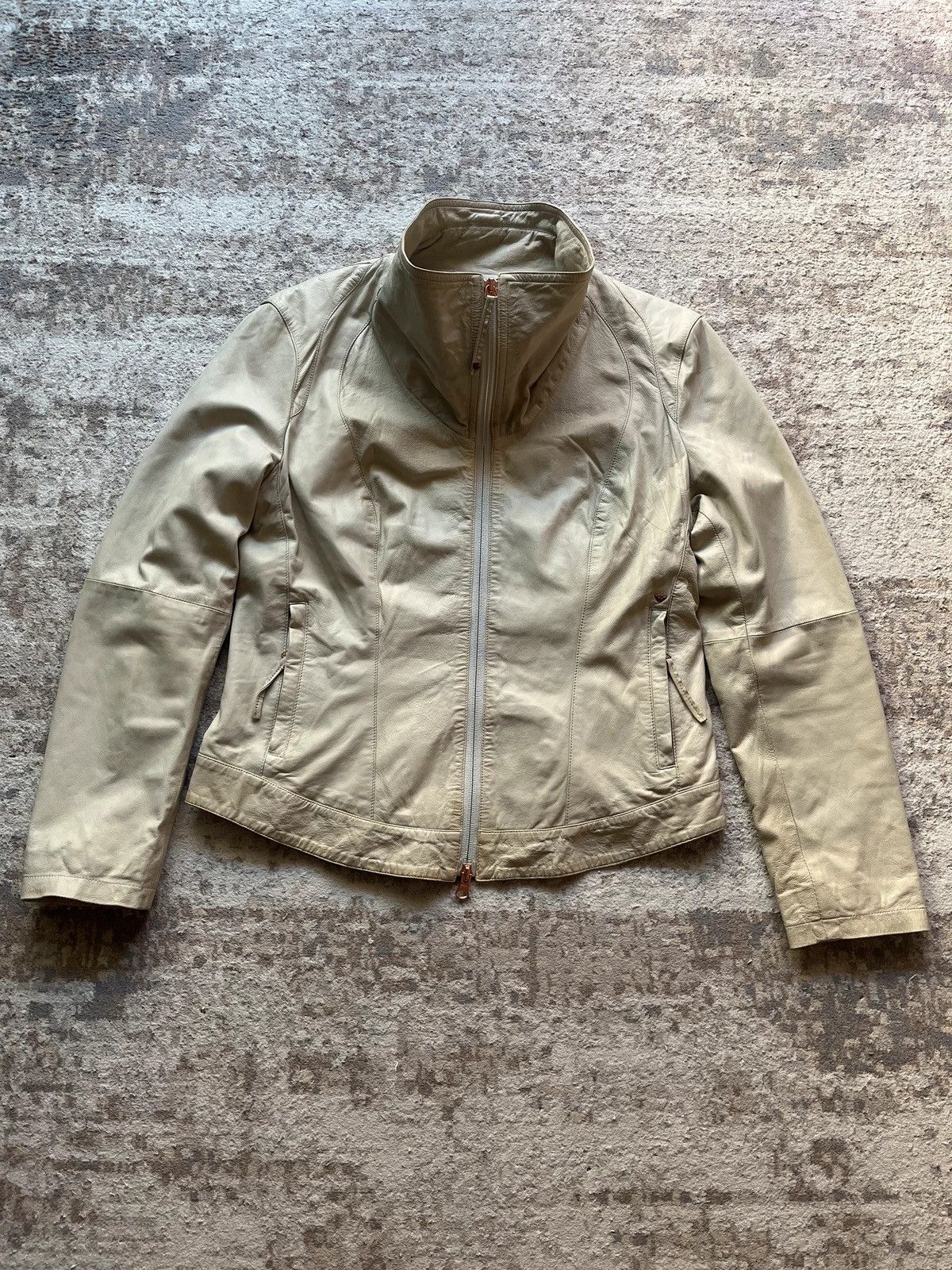 Armani Armani Jeans Leather Jacket Sz L Measured Size L / US 10 / IT 46 - 1 Thumbnail
