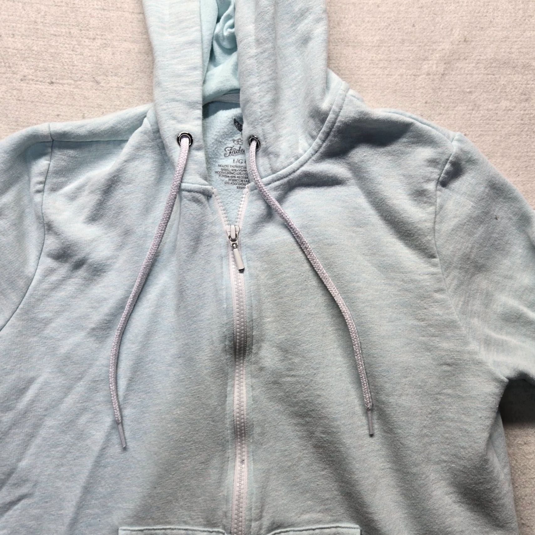 Faded Glory Faded Glory Light Blue Sweater Hoodie Pullover Long Sleeve Adult Women's L Large Knit Cotton Regular Solid Modern Casual Jacket? Size L / US 10 / IT 46 - 2 Thumbnail