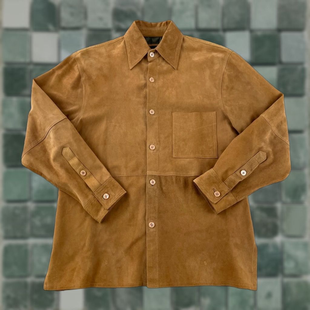 Brioni BRIONI Leather Suede Shirt Jacket Men 40 US M Brown Italy Designer Cardigan? Size US M / EU 48-50 / 2 - 1 Thumbnail