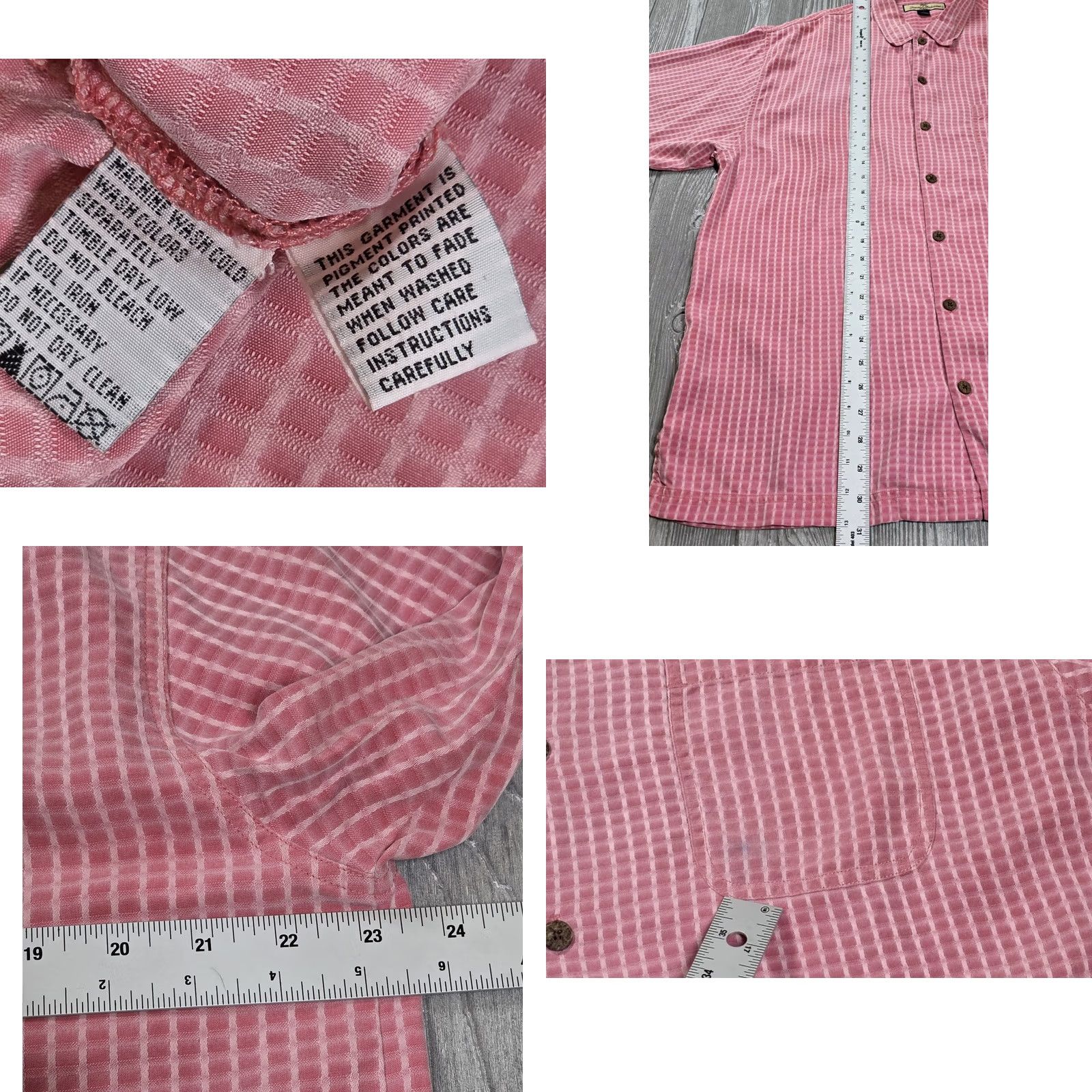 Tommy Bahama Tommy Bahama Silk Camp Shirt Mens L Pink Check Hawaiian Short Sleeve Button Up Size US L / EU 52-54 / 3 - 8 Thumbnail
