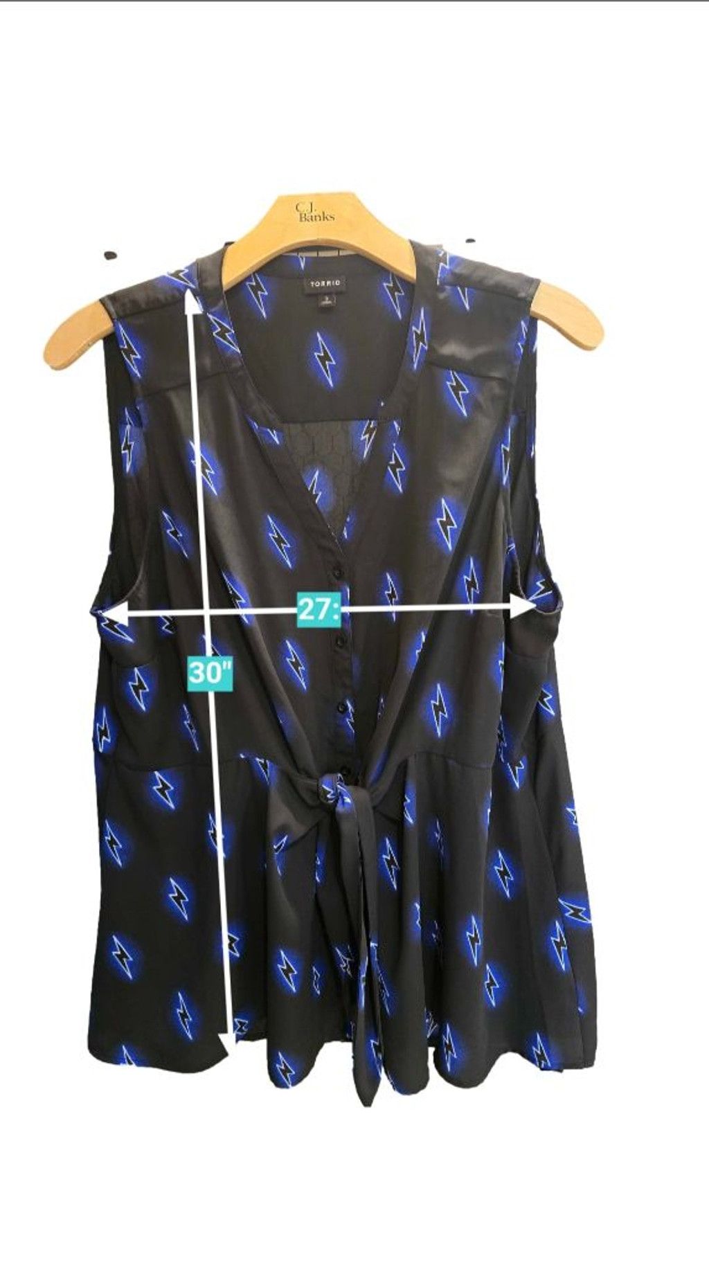 Torrid Torrid Plus 3X Black Blue Lightning Bolt Front Blouse Size 3XL / US 20-22 - 3 Thumbnail