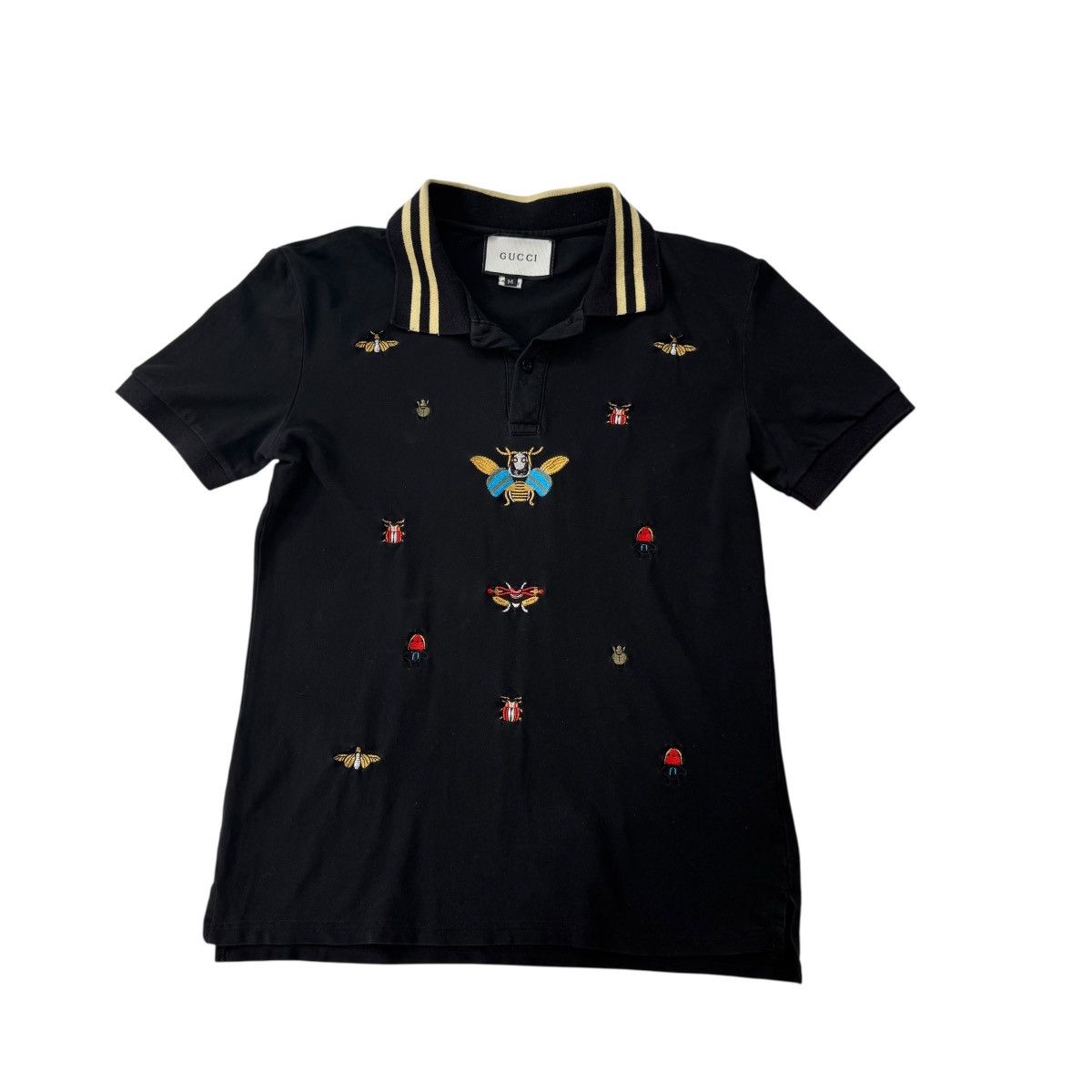 Gucci Gucci Black Cotton Pique Insects Embroidered Polo Shirt M Size US M / EU 48-50 / 2 - 1 Thumbnail