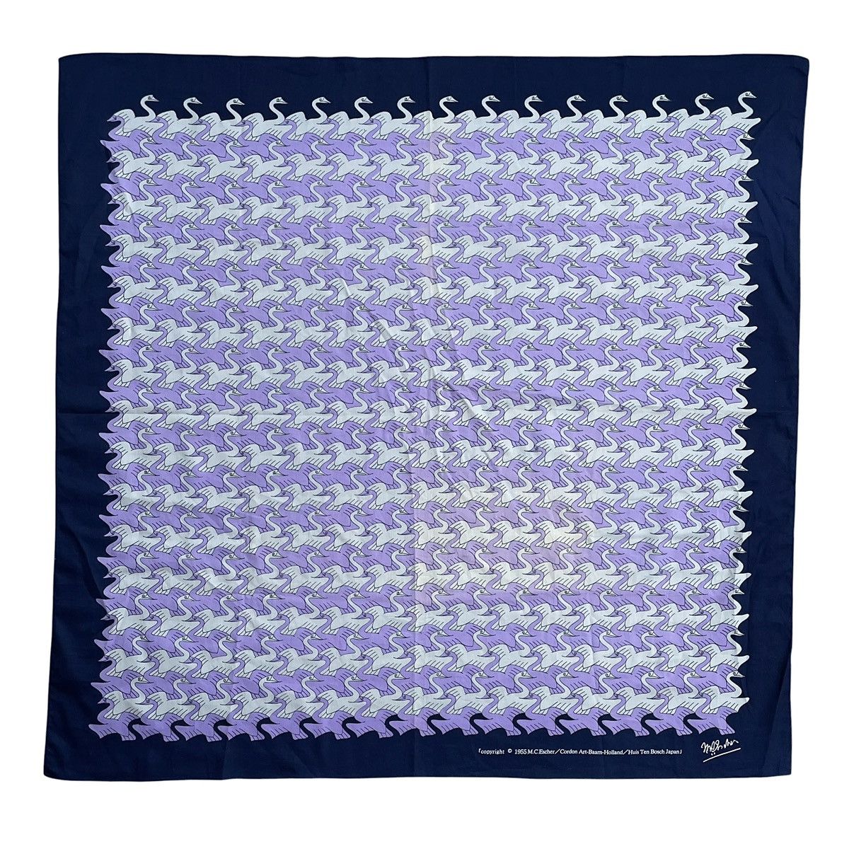 Vintage M.C Escher Flock Of Birds Licensed Cordon Art Cotton Scarf Size ONE SIZE - 1 Thumbnail