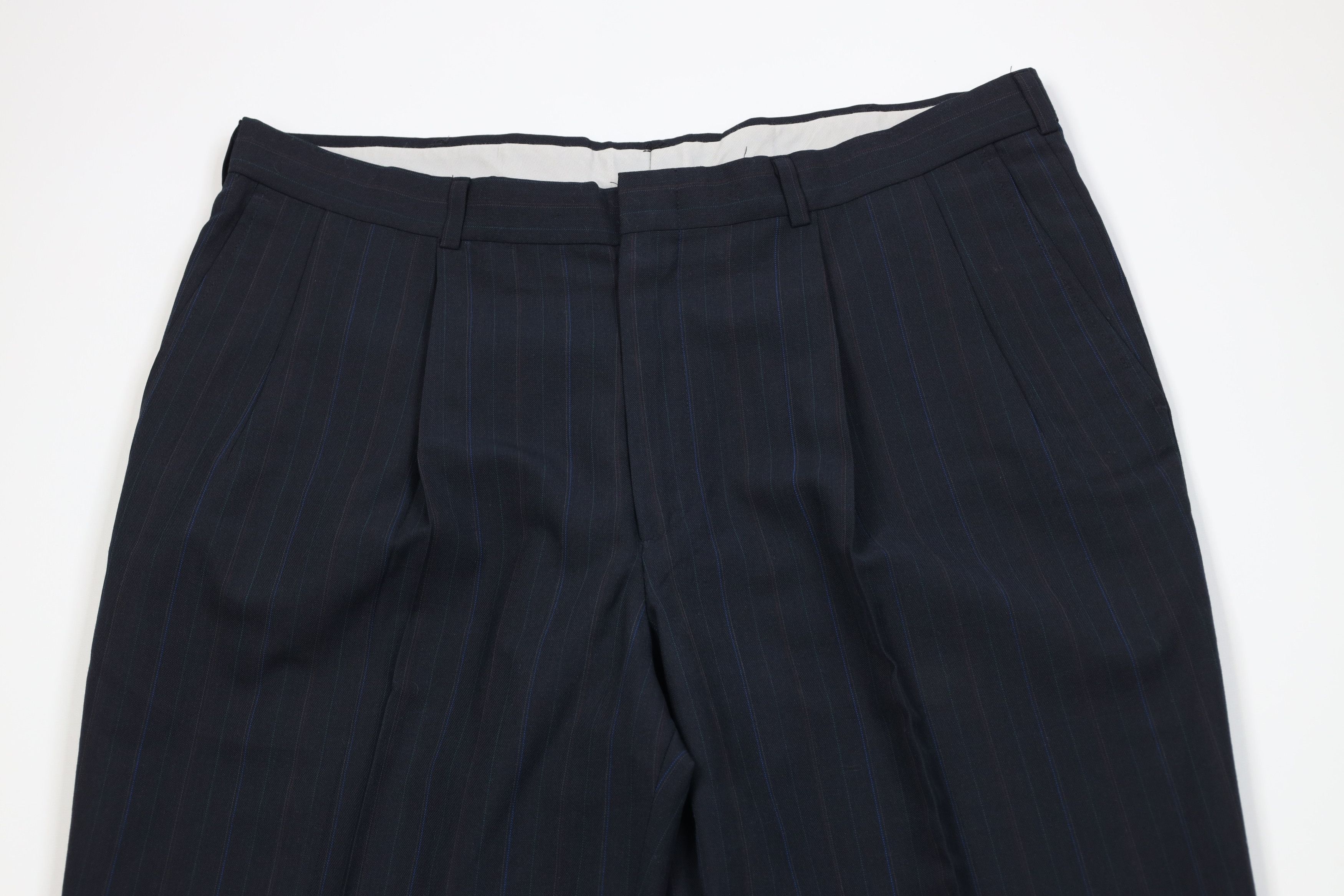 Vintage Vintage 90s Wool Blend Knit Striped Wide Leg Chino Pants USA Size US 36 / EU 52 - 2 Thumbnail