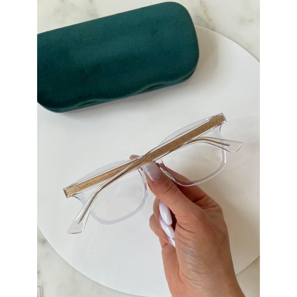 NEW GUCCI GG0184O Clear Gold Unisex Eyeglasses Frames