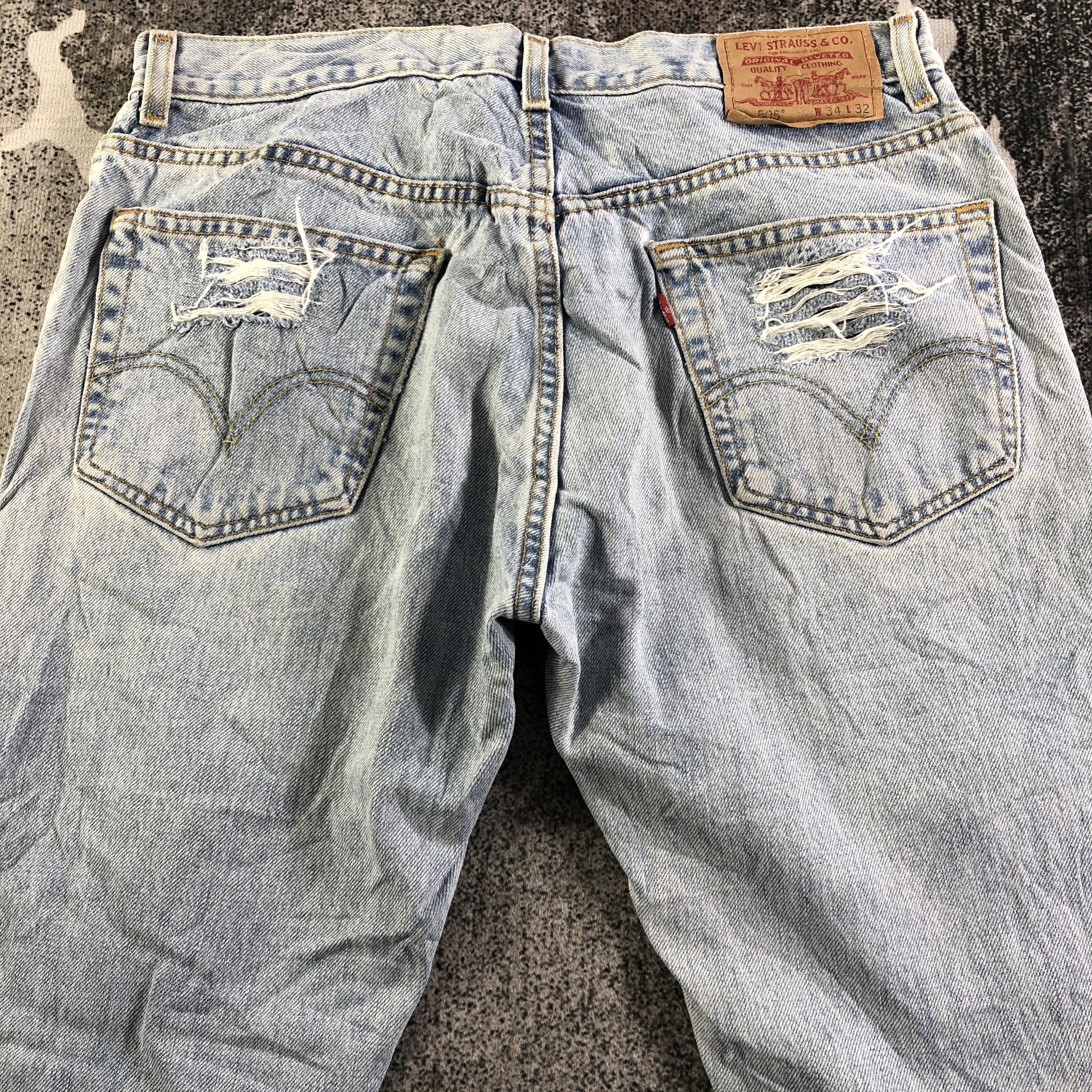 Levi's Vintage Levis 505 Jeans Ripped Denim KJ3090 Size US 33 - 4 Thumbnail