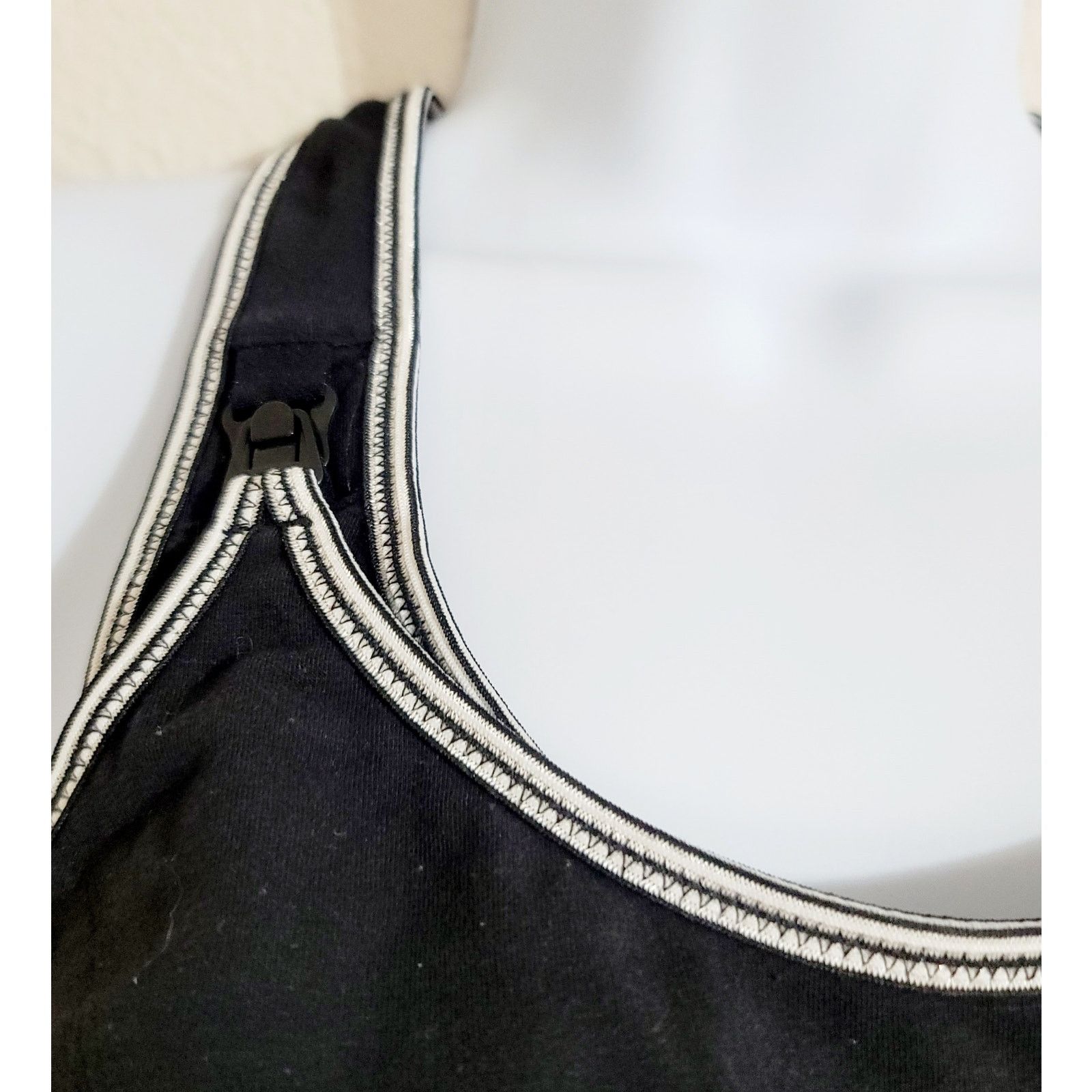 Other Black With White Trim Nursing Bra Medium Mesh Racerback Size ONE SIZE - 2 Thumbnail