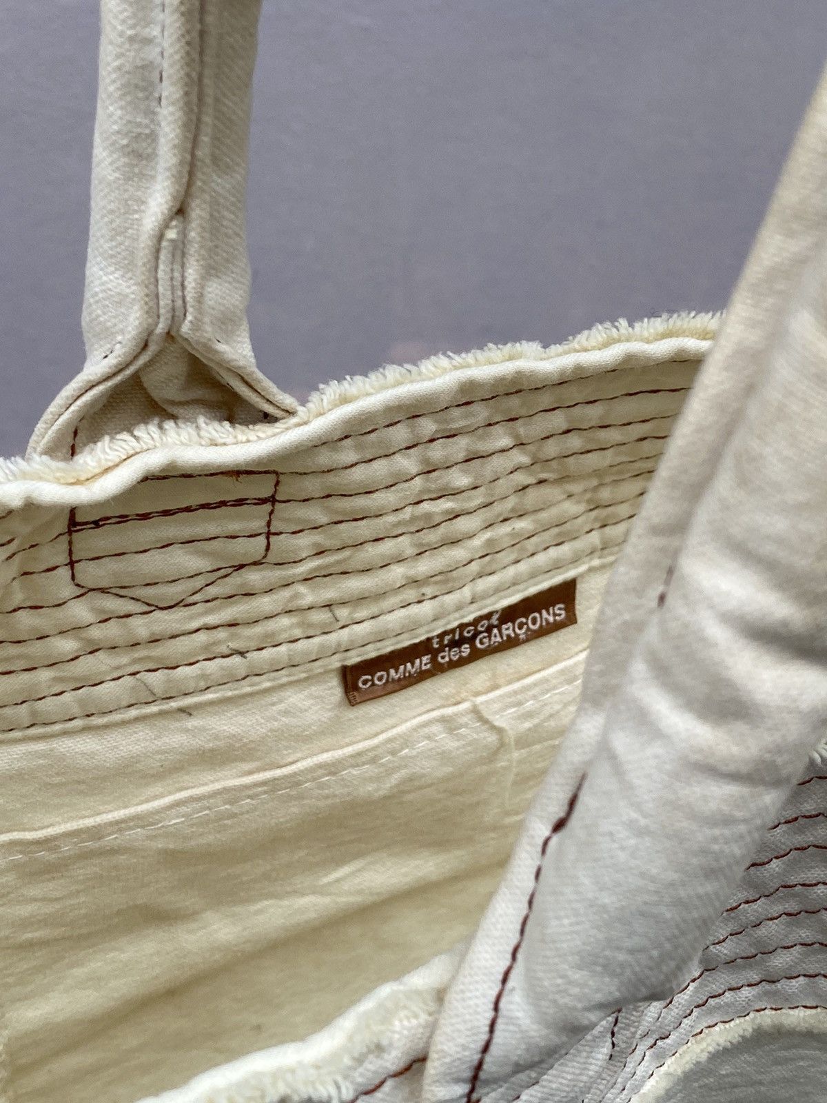 Comme des Garcons 🔥RARE🔥 Vintage CDG “tricot” Multi Stitches Duck Cotton Bag Size ONE SIZE - 21 Thumbnail