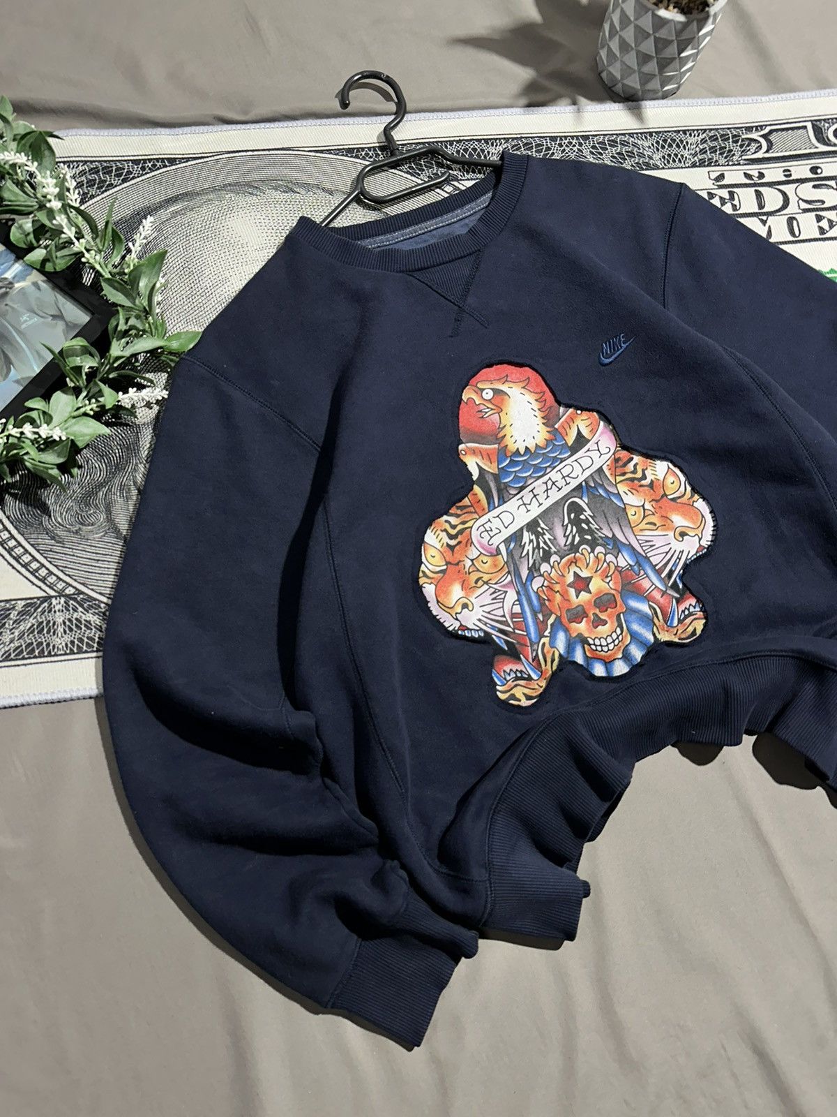 Ed Hardy × Nike Custom Nike x Ed Hardy Sweatshirt, Reworked Y2K hoodie Size US M / EU 48-50 / 2 - 2 Thumbnail