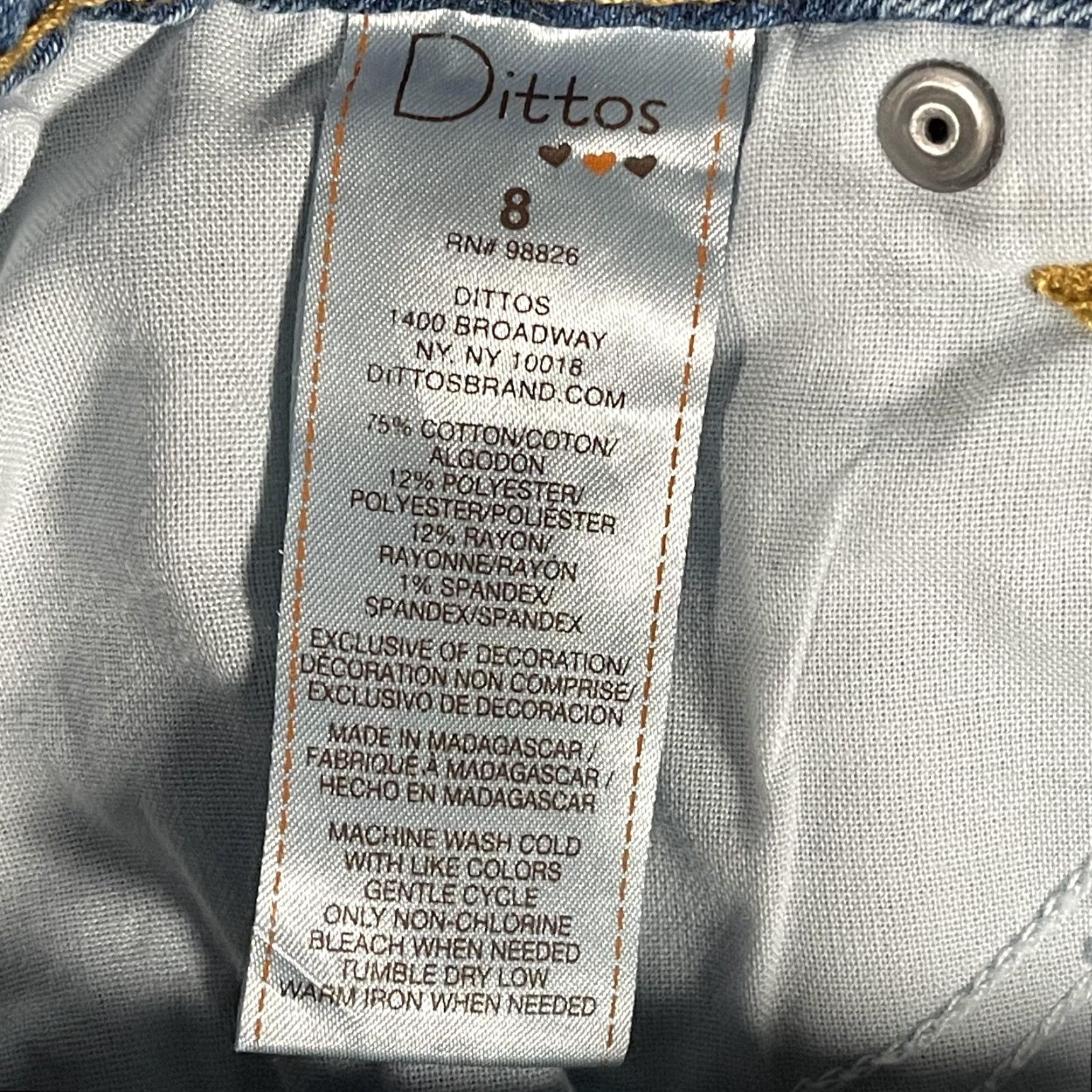 Denime Dittos Jeans Women's 8 Blue Straight Mid Rise Embroidered Floral Denim Y2K Size 30" / US 8 / IT 44 - 6 Thumbnail