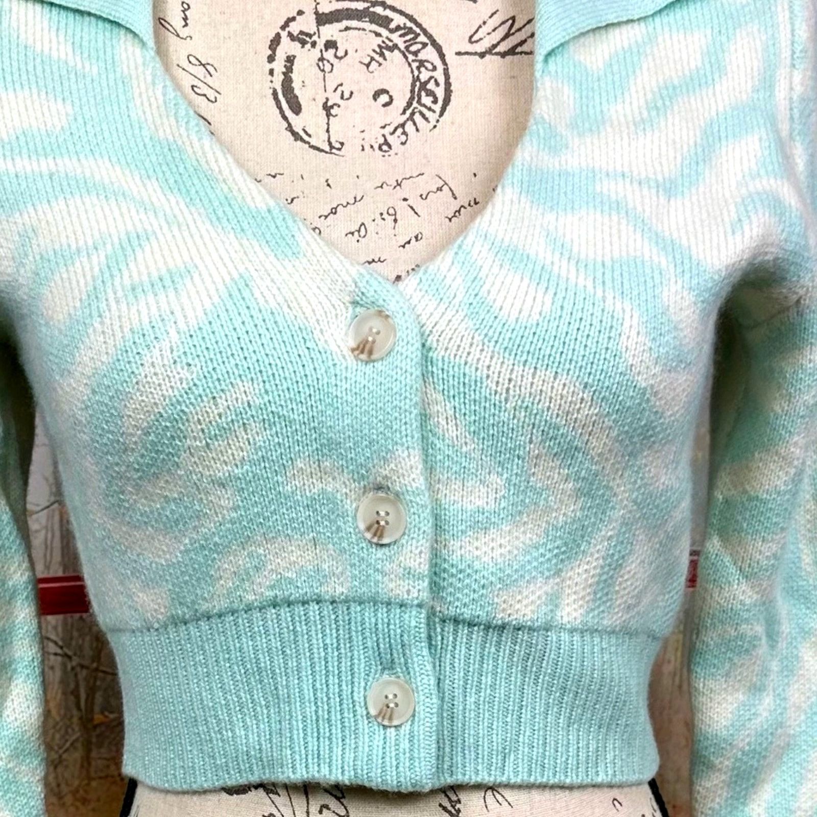 NAADAM Naadam Cashmino Marled Collared Cardigan Blue/White S Size S / US 4 / IT 40 - 8 Thumbnail