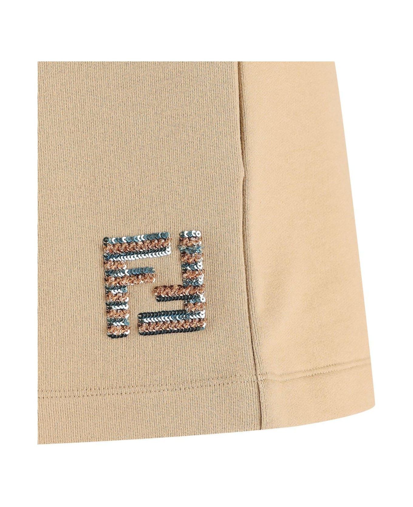 Fendi o1loc1c1225 Sequin Embellished Drawstring Shorts in Beige Size 27" / US 4 / IT 40 - 3 Thumbnail