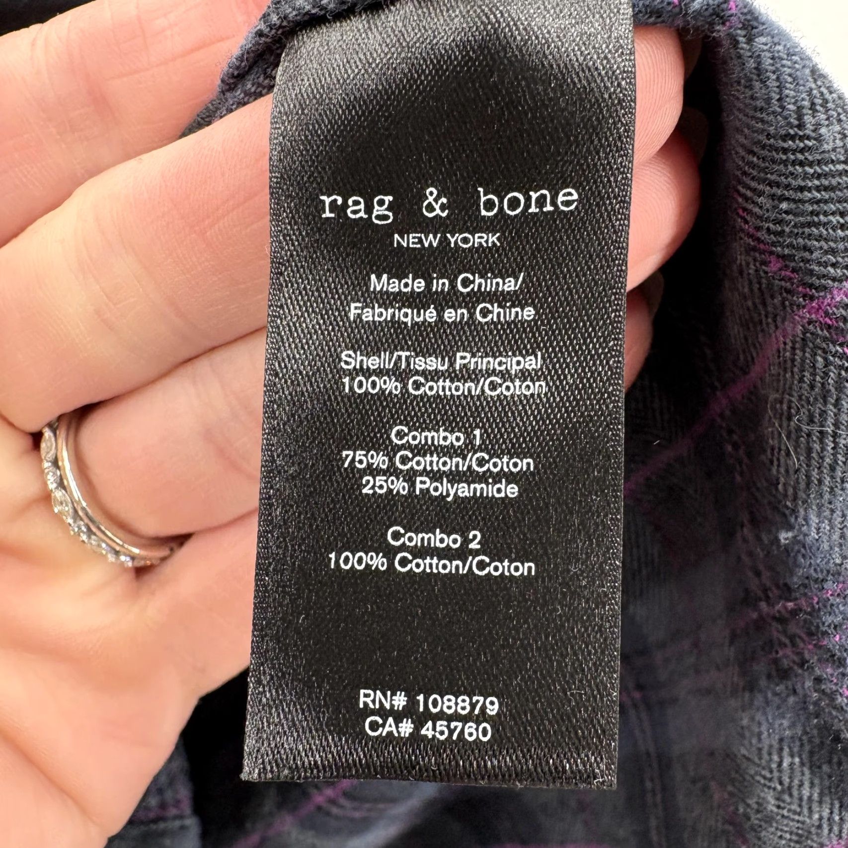 Rag & Bone Rag & Bone Flannel Shirt Mens XS Gray Plaid Long Sleeve Button Front Stretch Size US XS / EU 42 / 0 - 5 Thumbnail