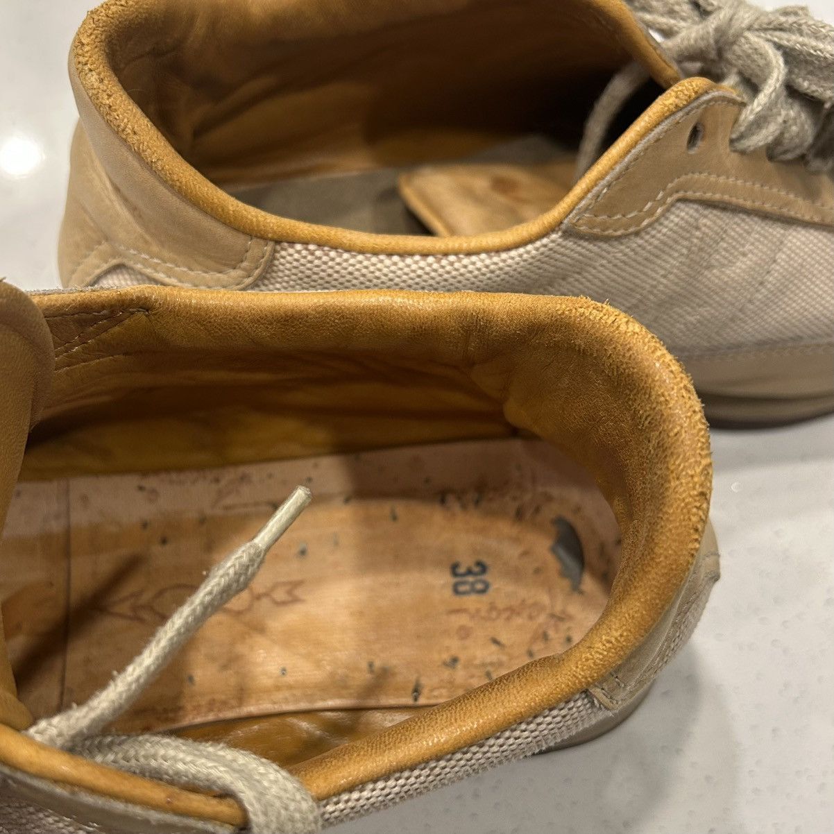 Hermes × Vintage Vintage 1980’s Hermès Leather & Canvas Sneakers Size 38 Size US 7 / IT 37 - 3 Thumbnail