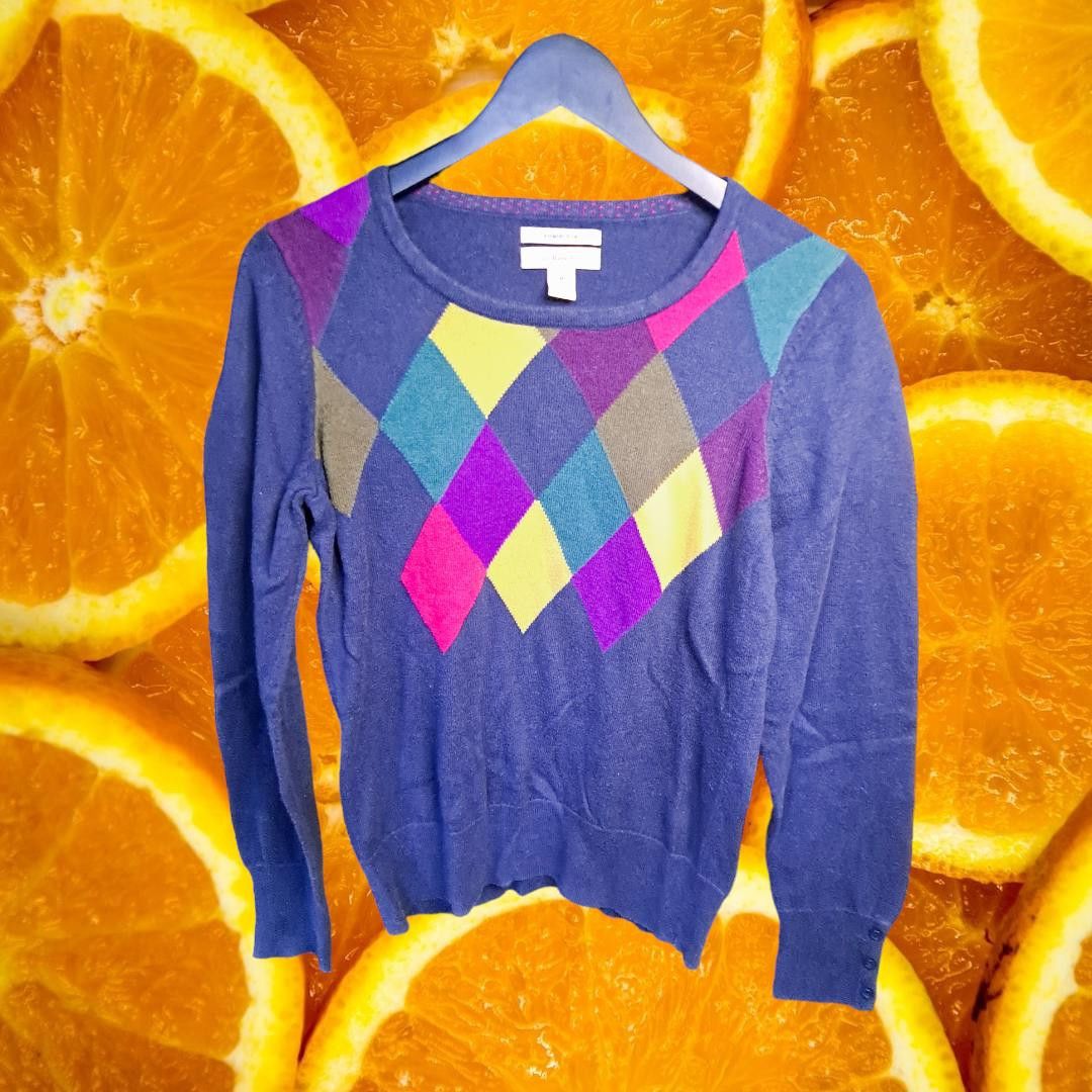 G.H. Bass & Co. GH Bass & Co Blue Colorful Argyle Sweater Size Medium Size US M / EU 48-50 / 2 - 1 Thumbnail