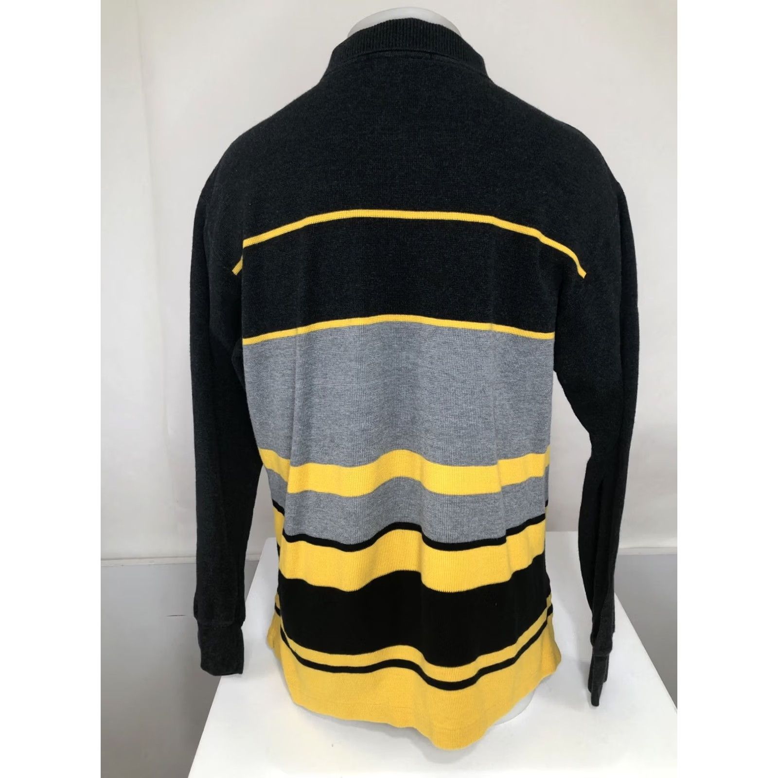 Polo Ralph Lauren POLO SPORT / RALPH LAUREN Embroidered Flag Waffle-Knit Rugby Sweater Men's L Gray Cotton Pullover Shirt Size US L / EU 52-54 / 3 - 4 Thumbnail