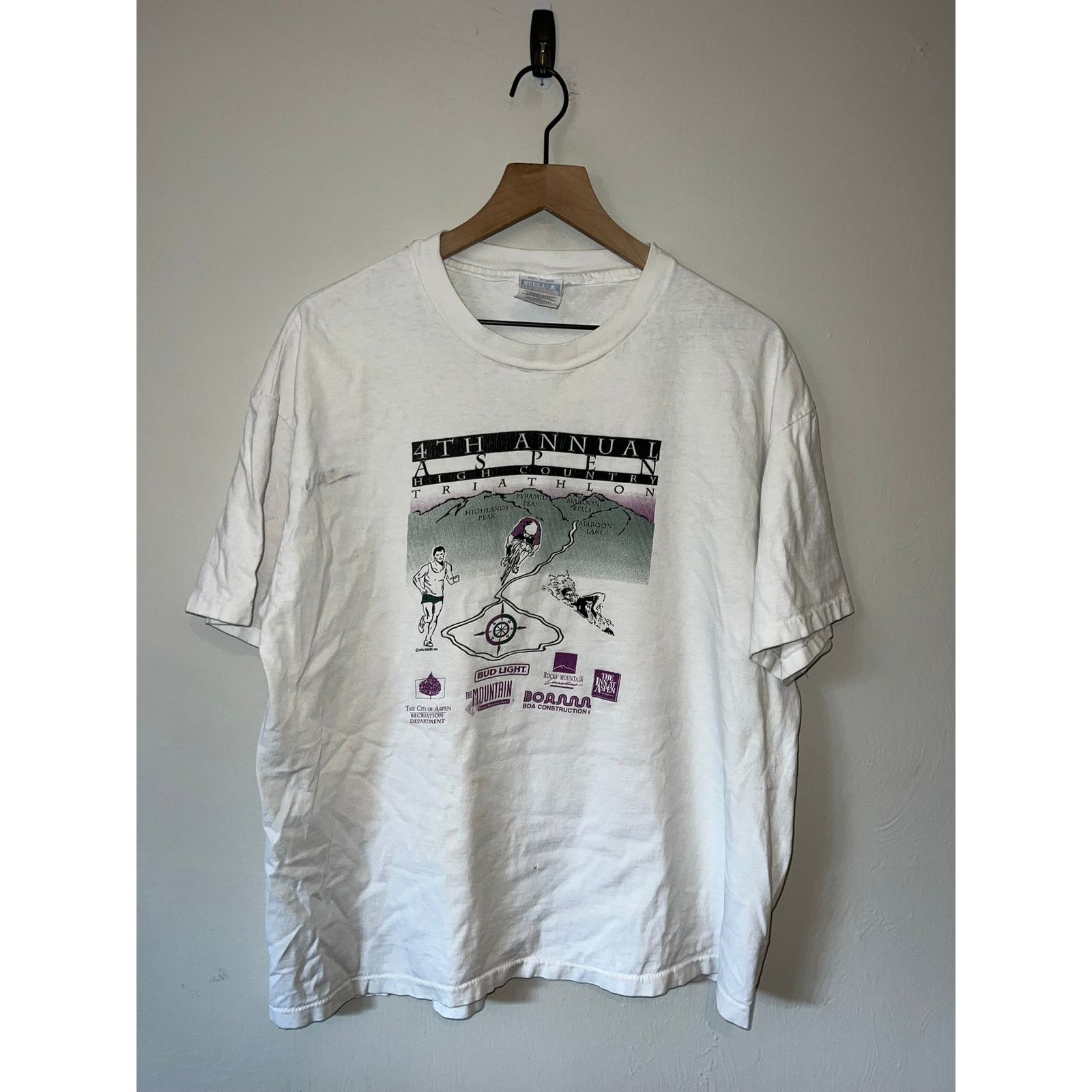 Hanes Vintage Aspen Shirt 4th High Country Triathlon Cycle XL 90s Size US XL / EU 56 / 4 - 1 Thumbnail