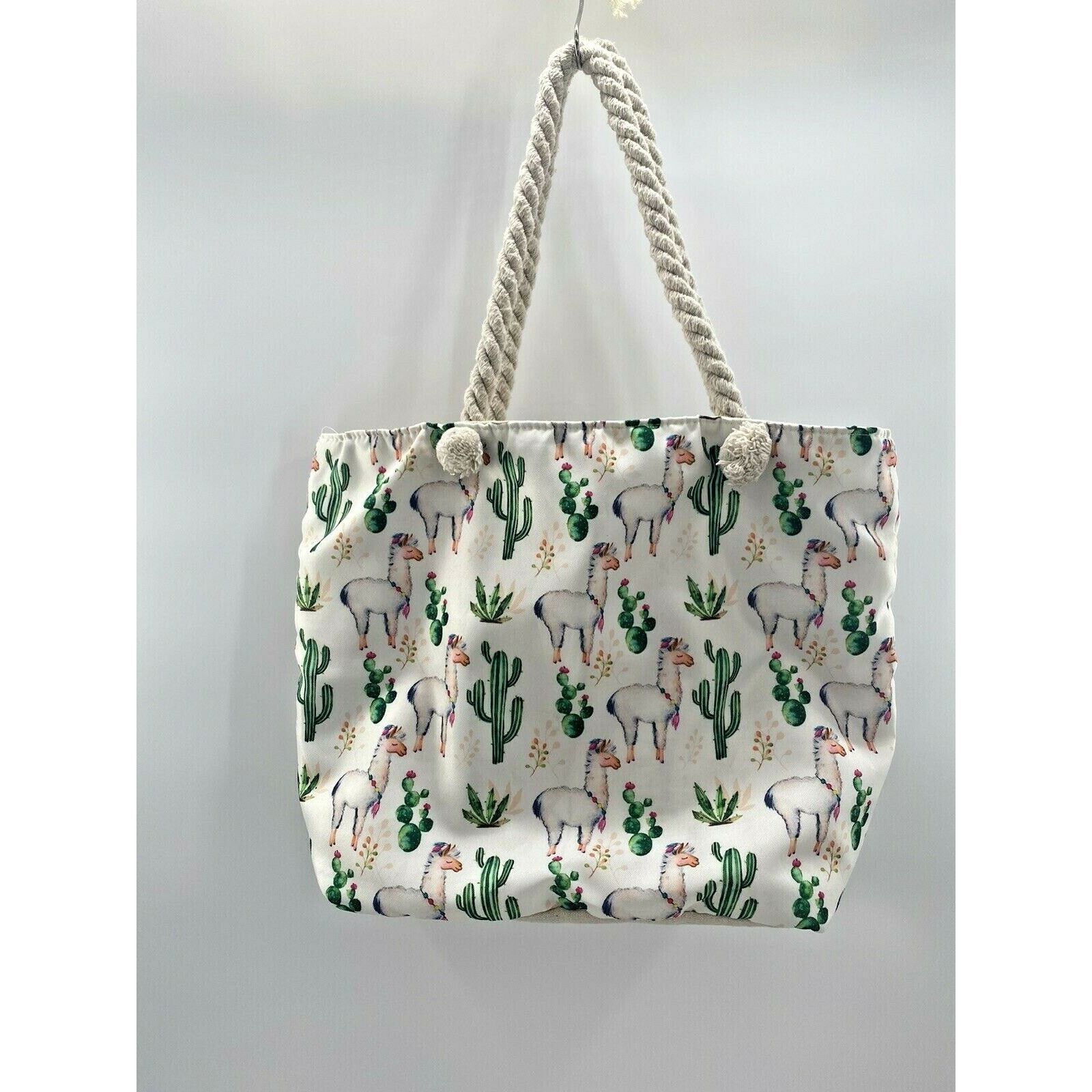 The Unbranded Brand Llama Cactus Beach Shoulder Tote Bag travel Shopping Purse Size ONE SIZE - 10 Thumbnail