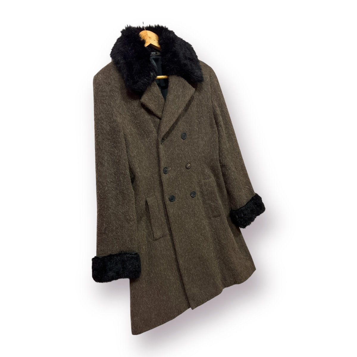Japanese Brand 🔥 iNED mohair Long coat YOHJI style fur Collar Size S / US 4 / IT 40 - 3 Thumbnail