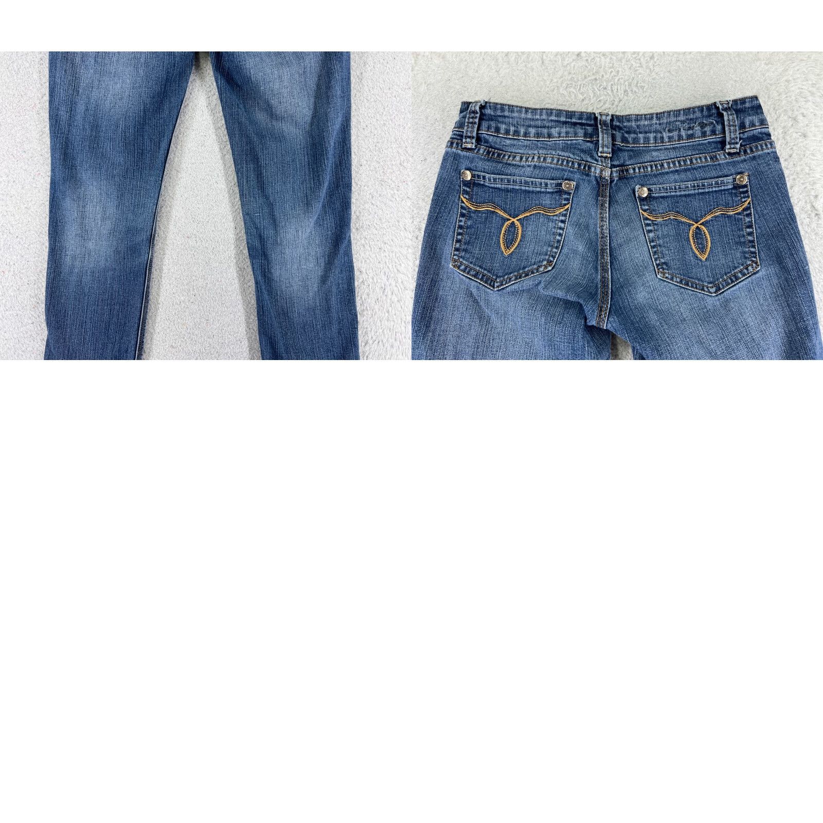 Vintage C'est Toi Jeans Womens 5 Blue Denim Straight Leg Cotton Blend Low 26x27 Jeans 5-Pocket Design Distressed Stretch Regular Size 27" / US 4 / IT 40 - 10 Thumbnail