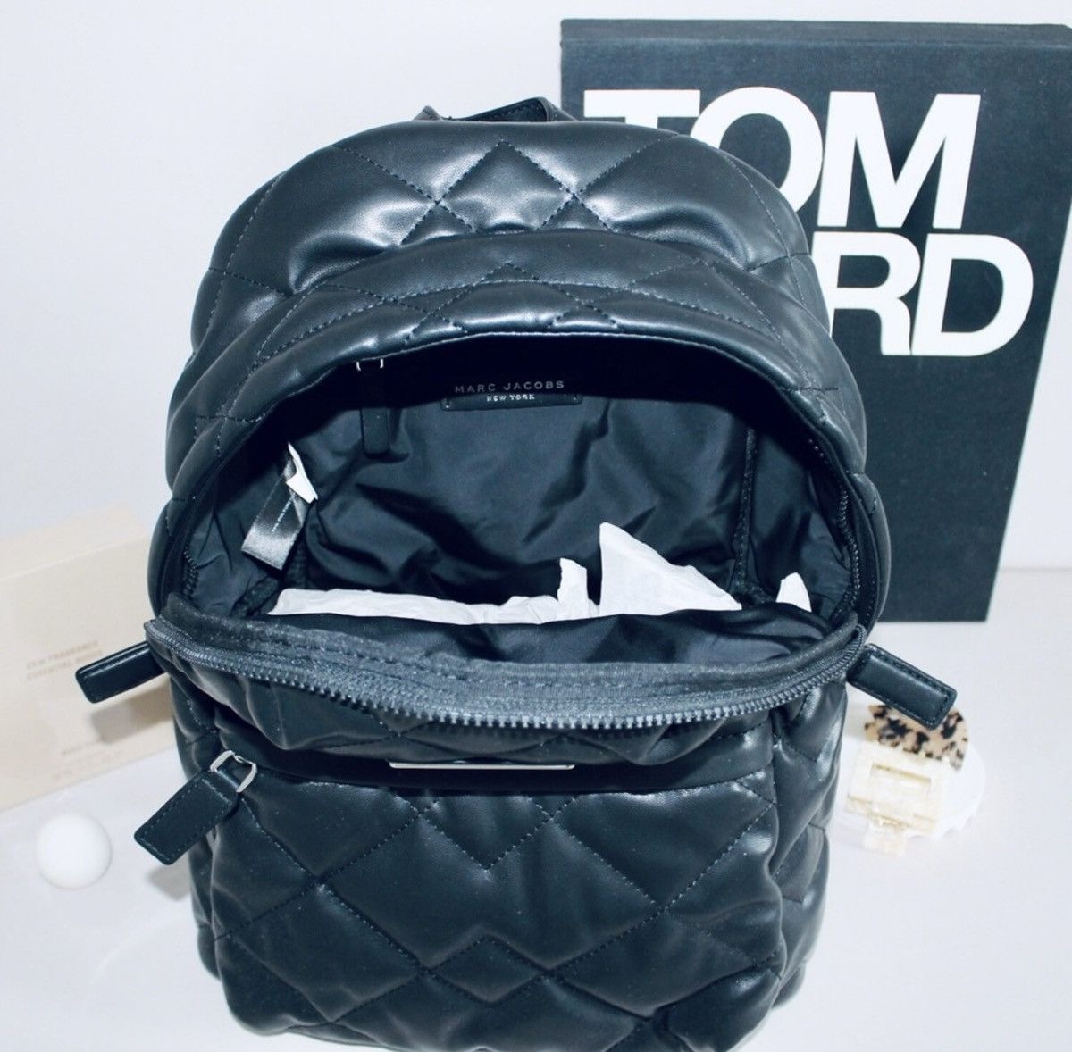 Marc Jacobs MARC JACOBS Quilted Faux Leather Black Backpack Size ONE SIZE - 3 Thumbnail