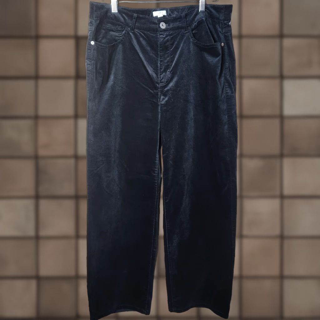 J. Jill Black Velveteen High Rise Straight Leg 5 Pocket Pants-Size 16 (NWOT) - Women's Pant Black 5 Pocket High Rise Straight NWOT
