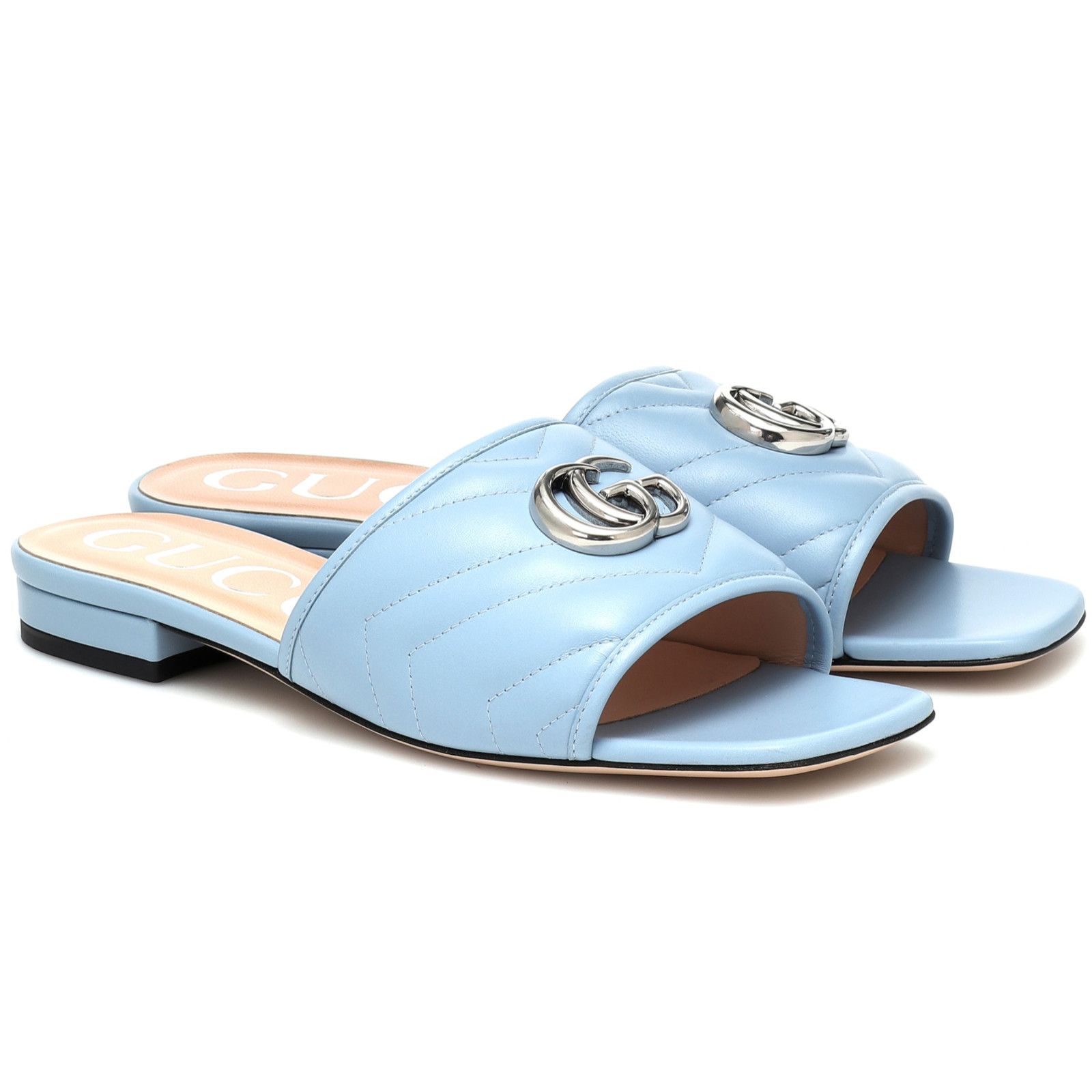Gucci Gucci Marmont Blue Silver GG Interlocking Metal Logo Mule Size US 7 / IT 37 - 2 Thumbnail