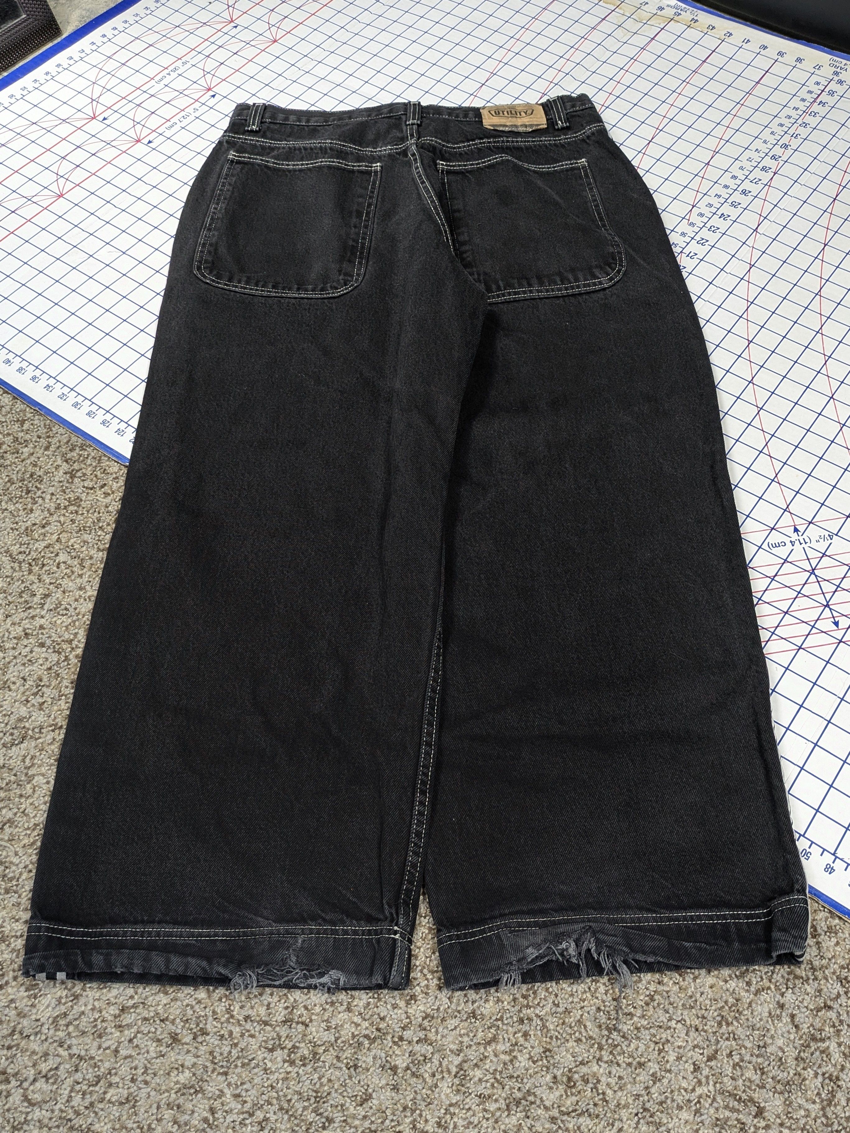 JNCO Vintage 90's Utility Wide Leg Baggy Black Skunk Stripe Jeans Size US 36 / EU 52 - 3 Thumbnail