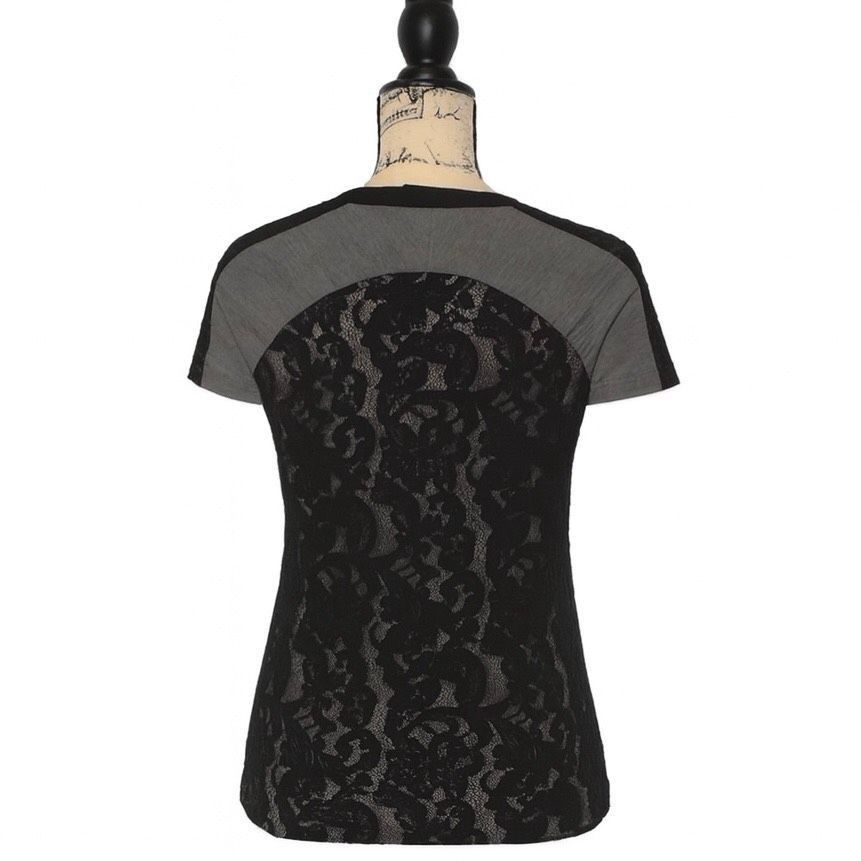 Carven Carven Grey Lace Panel Crew Neck T-Shirt XS – Short Sleeve Graphic Top Size XS / US 0-2 / IT 36-38 - 2 Thumbnail