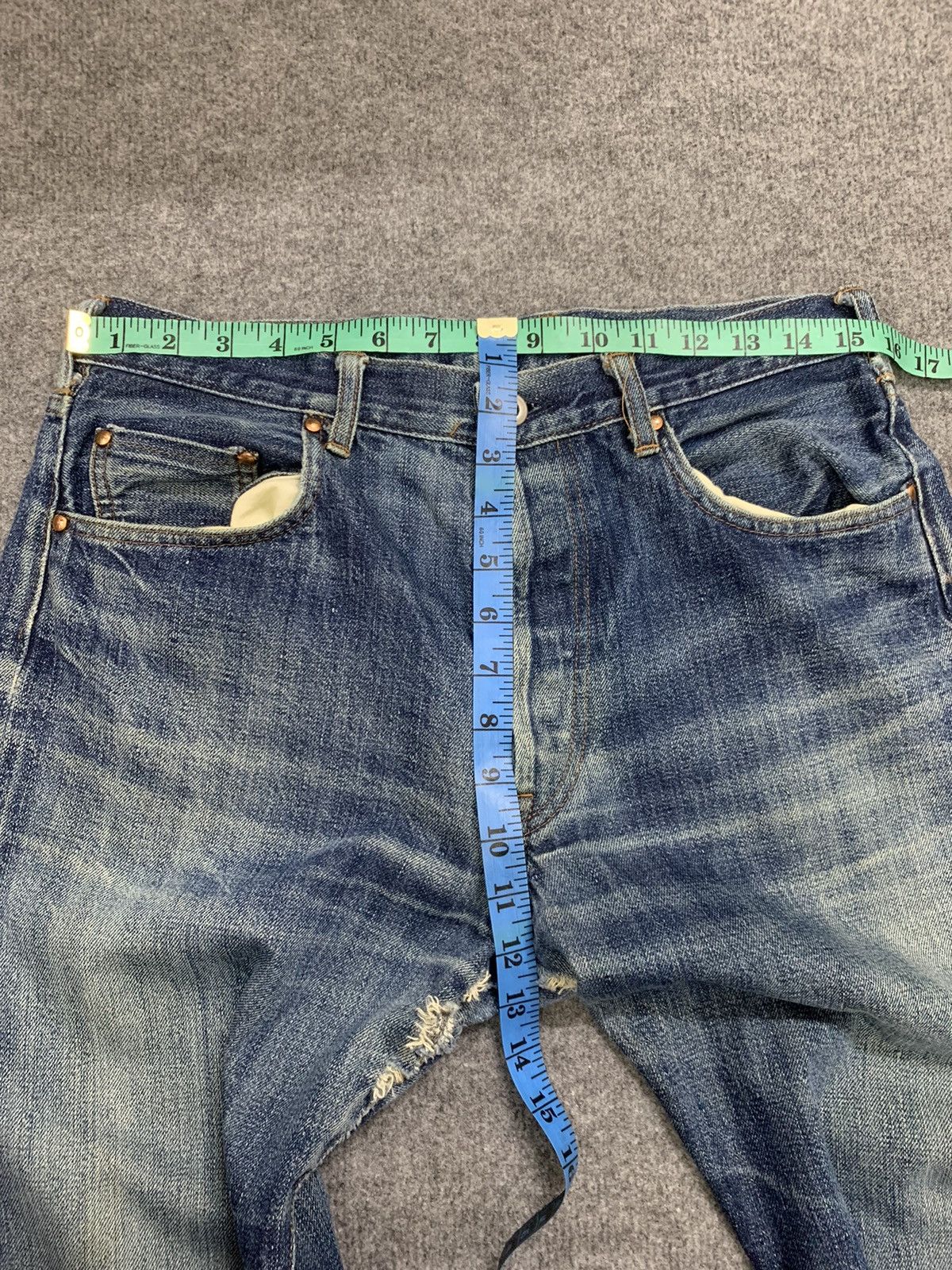 Grailed DISTRESSED DENIM SINGLE POCKET & BACKLE BACK. Size US 30 / EU 46 - 14 Thumbnail
